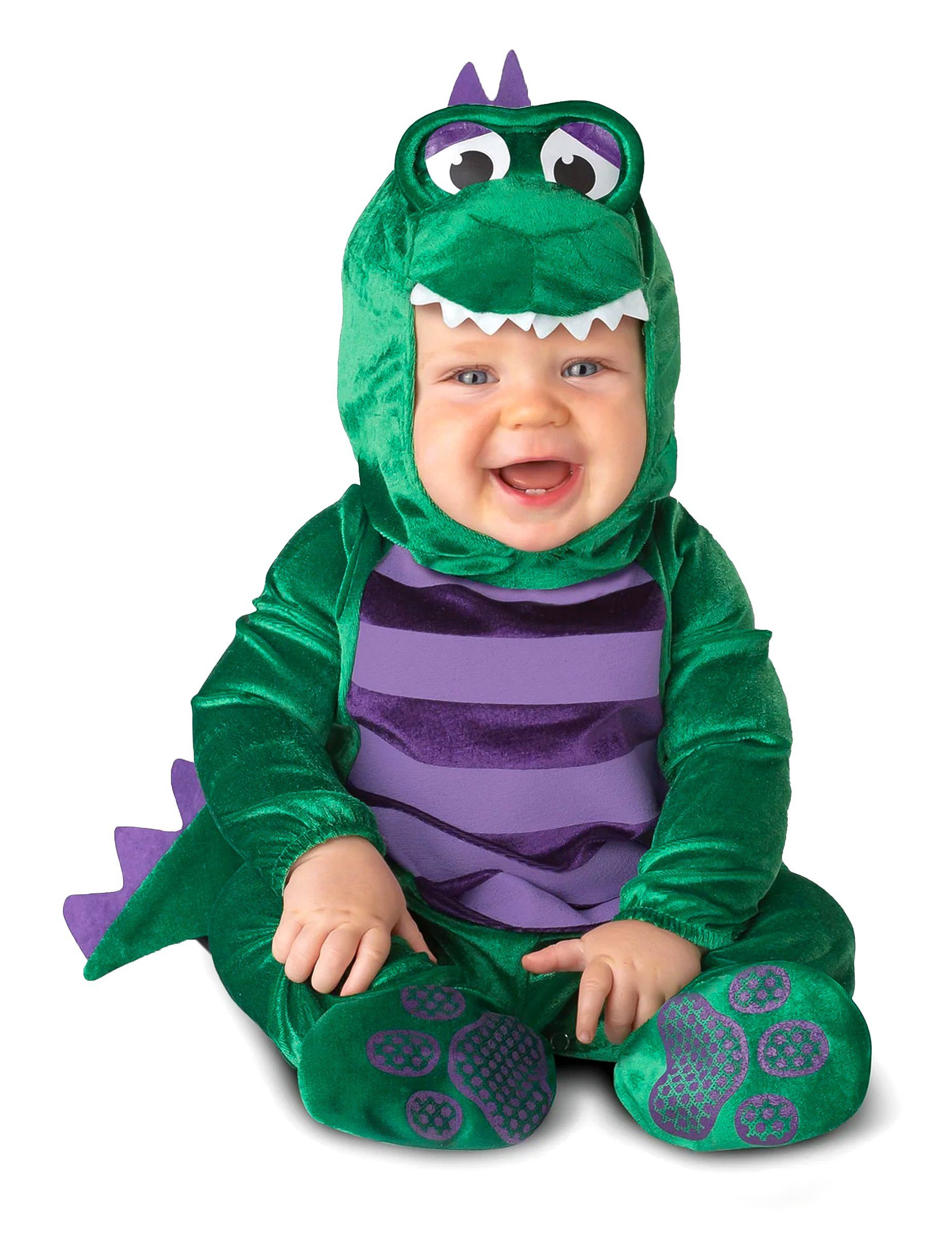 Kostüm Süßes Dino Kostüm Dinosaurier für Babys grün-lila