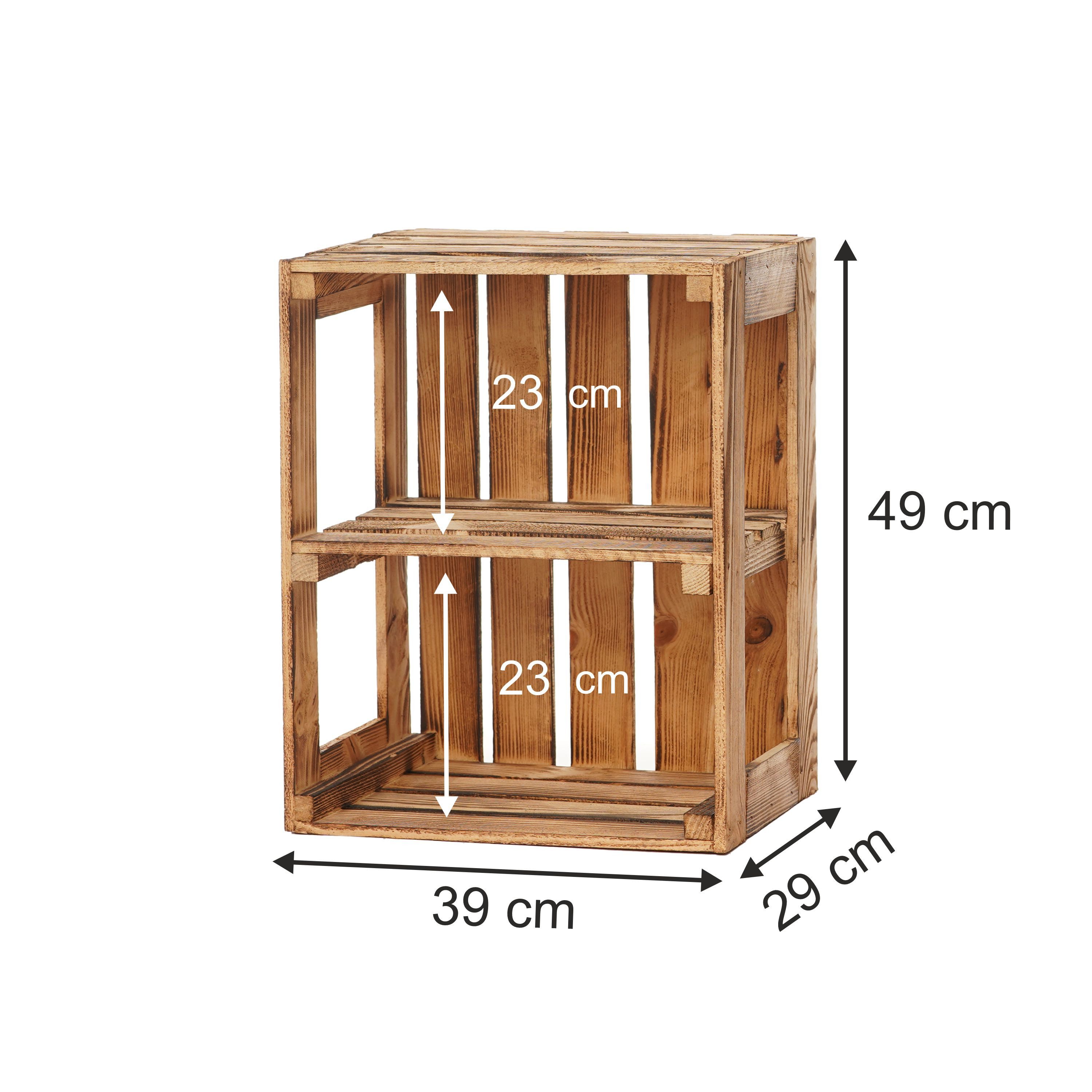 GrandBox Dekokiste Holz Kiste 50x40x30 cm geflammt Vintage (1er Set)