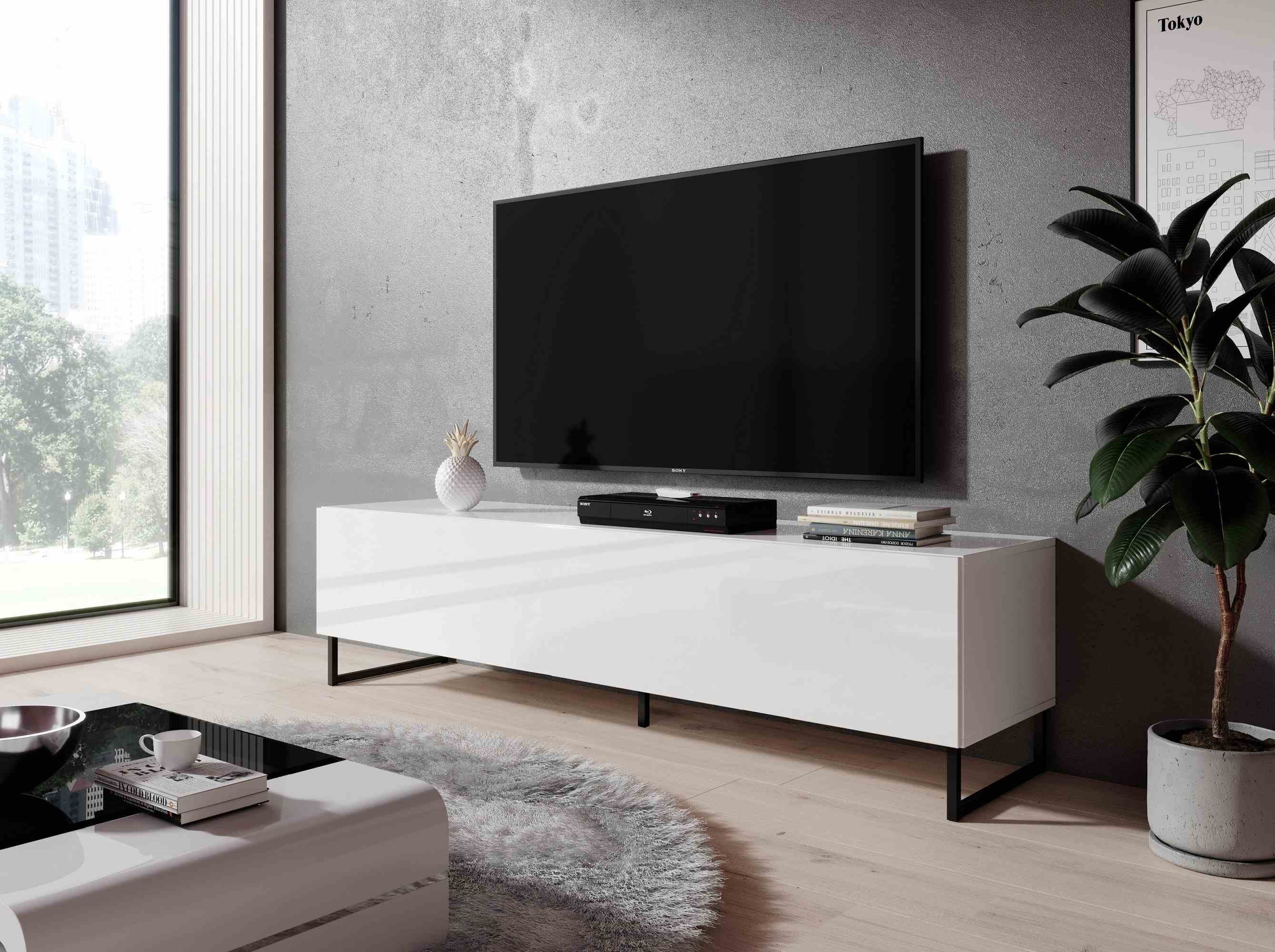 Furnix Sideboard TV Lowboard Kommode ZiboTV-Schrank mit Metallfüßen, mit  Metallgestell, B160 x T34 x H46 cm