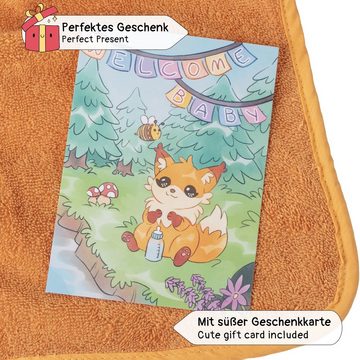 Corimori Badetuch Baby Kapuzenbadetuch mit Grußkarte, Geschenk-Set, Baumwolle (1-St)