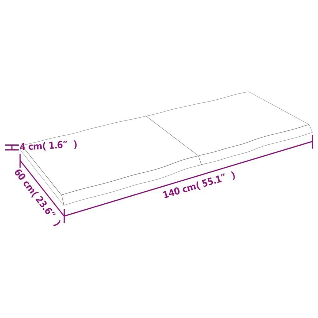 cm Massivholz 140x60x(2-4) Tischplatte Unbehandelt Baumkante (1 furnicato St)