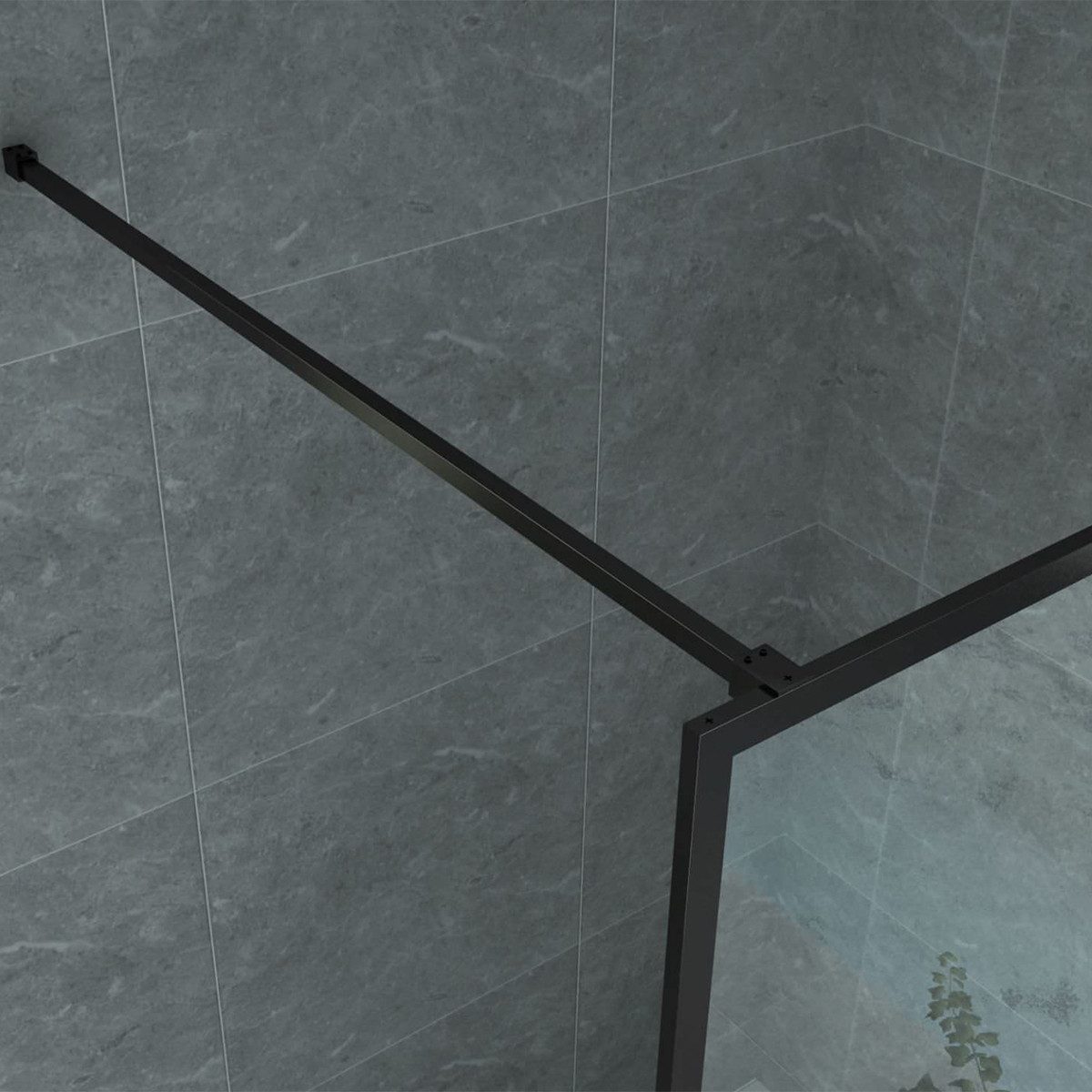 Aloni Walk-in-Dusche Duschwand 8mm ESG Sicherheitsglas, schwarz matt mit Nano-Beschichtung, Sicherheitsglas, für Fliesen oder Duschwanne, begehbare Duschabtrenn – Bild 4 von 5