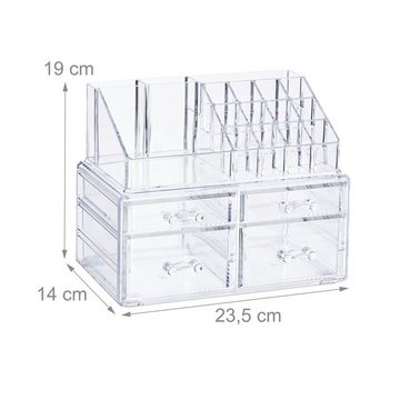 relaxdays Make-Up Organizer Make-Up Organizer mit 4 Schubladen, Transparent