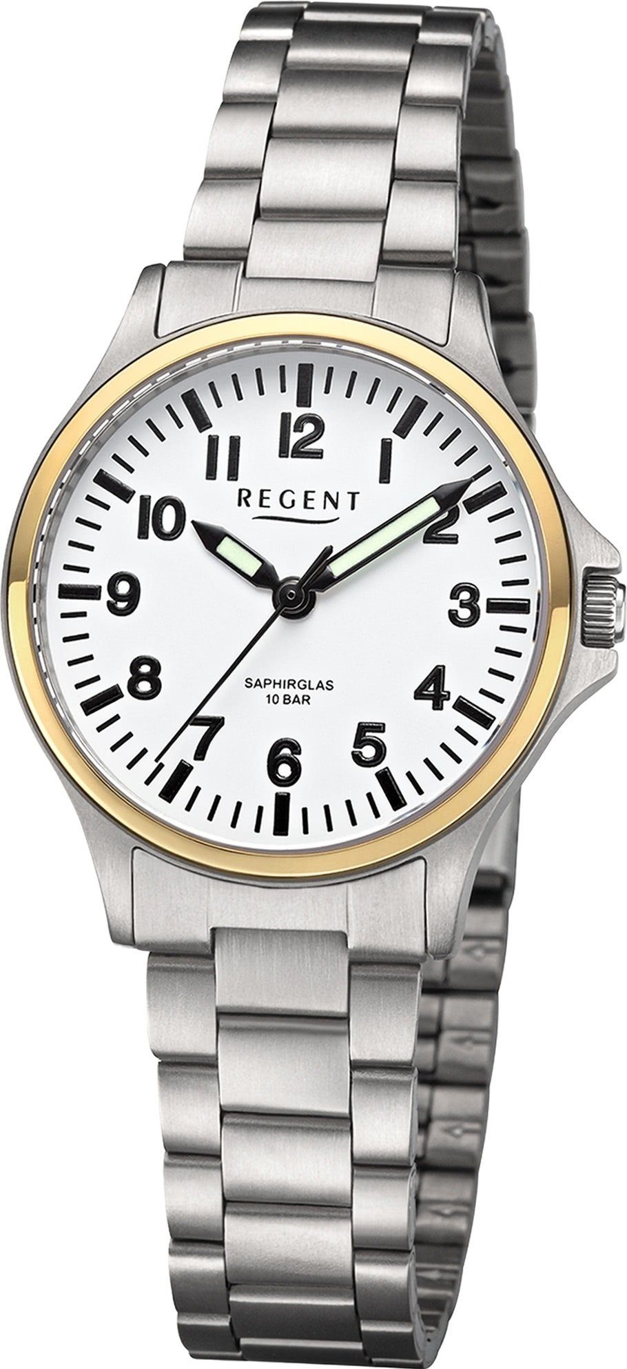 Metallarmband Damen Regent Analog, Damen (ca. Quarzuhr Armbanduhr Armbanduhr extra groß rund, 32mm), Regent