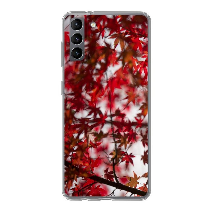 MuchoWow Handyhülle Rote Blätter eines japanischen Ahorns Phone Case Handyhülle Samsung Galaxy S21 Plus Silikon Schutzhülle