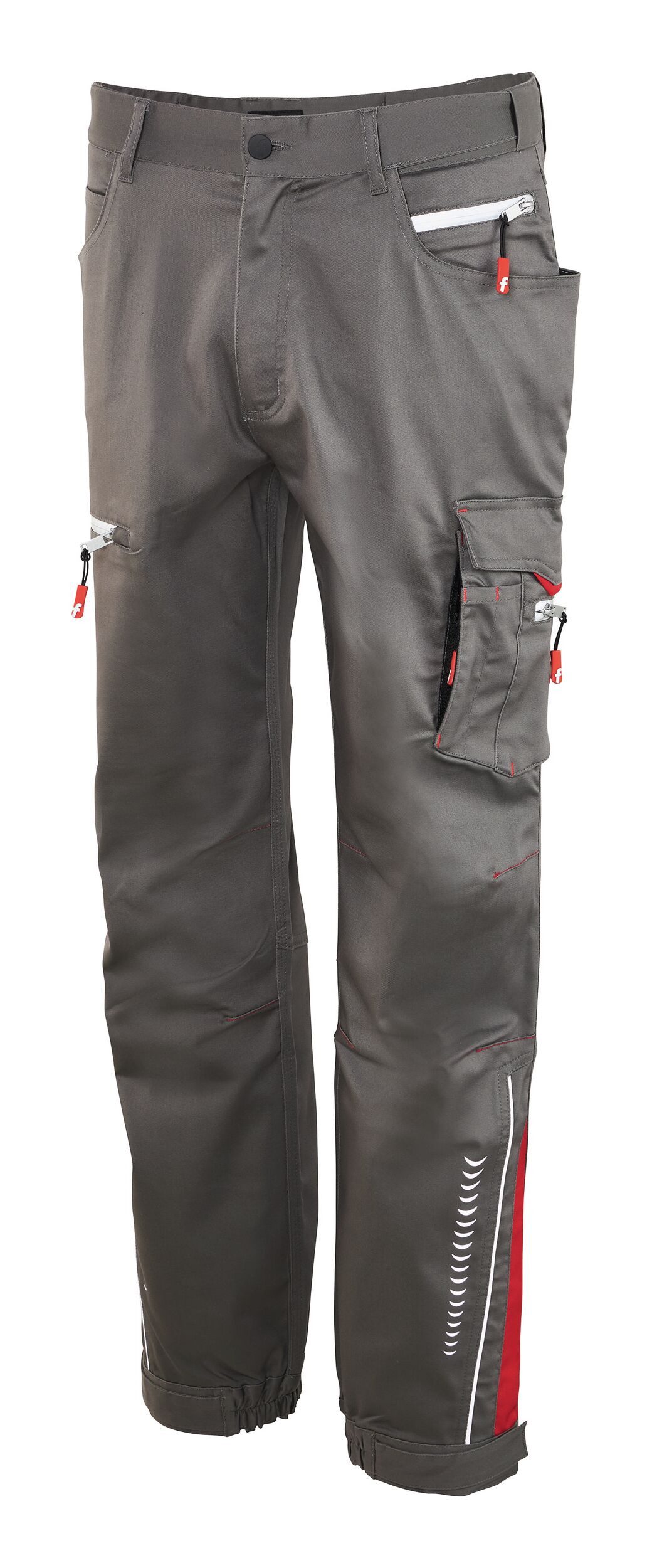 fortis Arbeitsbundhose Herren-Cargohose Flex grau/schwarz/rot