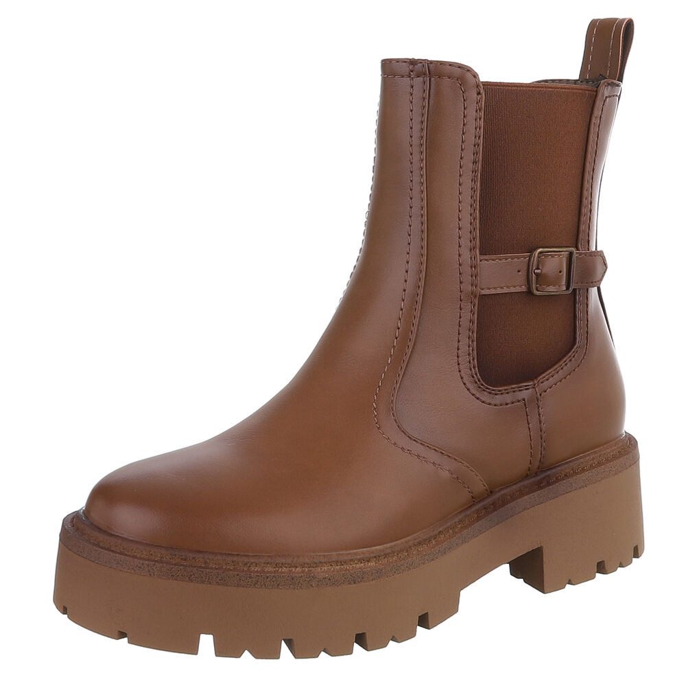 Ital-Design Stylische Chelsea-Boots mit Riemen für Damen Plateaustiefelette günstig online kaufen