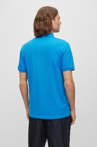 BOSS ORANGE Poloshirt Passenger blau1 von Logo-Patch BOSS dezentem mit