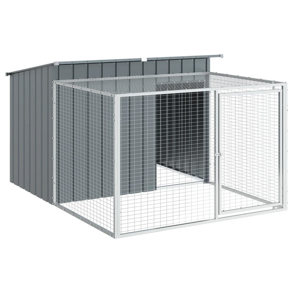 vidaXL Hundehütte, Hundehaus mit Auslauf Anthrazit 153x194x110cm Verzinkter Stahl