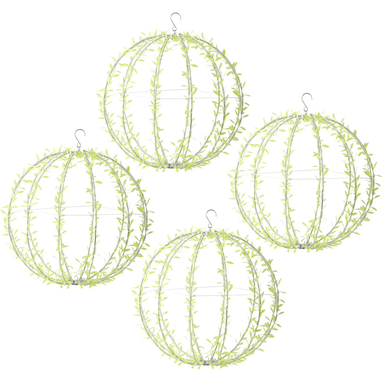 shop'n smile ideoon Hängeleuchte Solar Leuchtkugel Gartenkugel Ø40cm Blätterdesign 144 LEDs 2 Lichtmodi, LEDs, Warmweiß, 2 Modi, Solarbetrieb & Dämmerungssensor – Bild 2 von 5