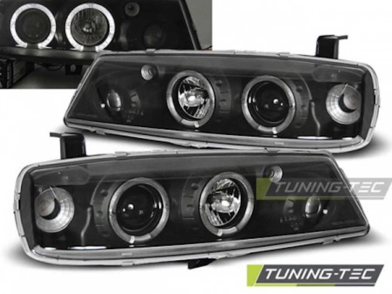 LLCTOOLS KFZ-Ersatzleuchte Scheinwerfer Passend für Opel Calibra 90–97 Schwarz Angel Eyes