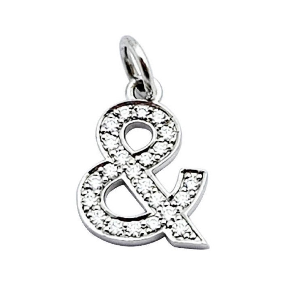 Buchstabenanhänger Et Zeichen für Charm Armband, 925er Sterling Silber, mit Zirkonia