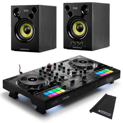 HERCULES DJ Controller Inpulse 500 mit DJMonitor42 Boxen und Mikrofasertuch