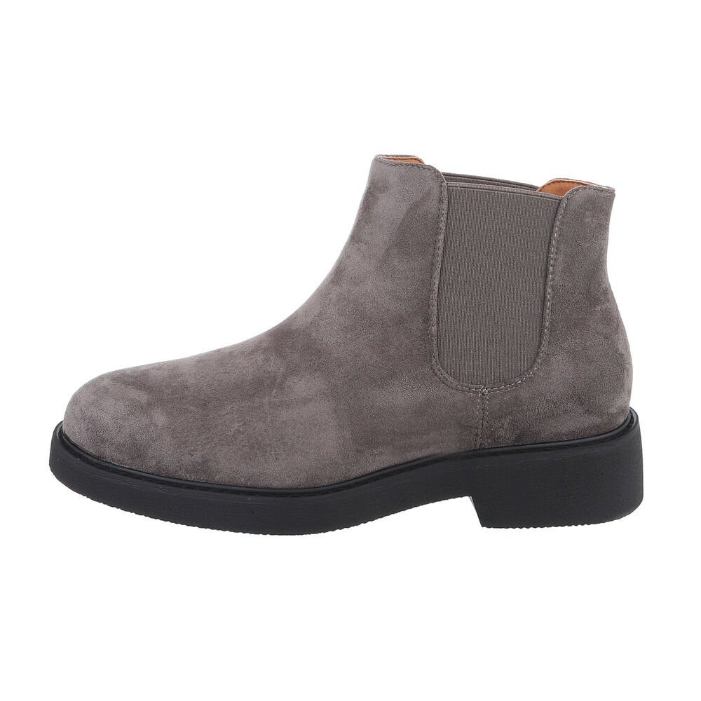 Ital-Design Herren Chelsea Freizeit Stiefelette Blockabsatz Boots in Grau