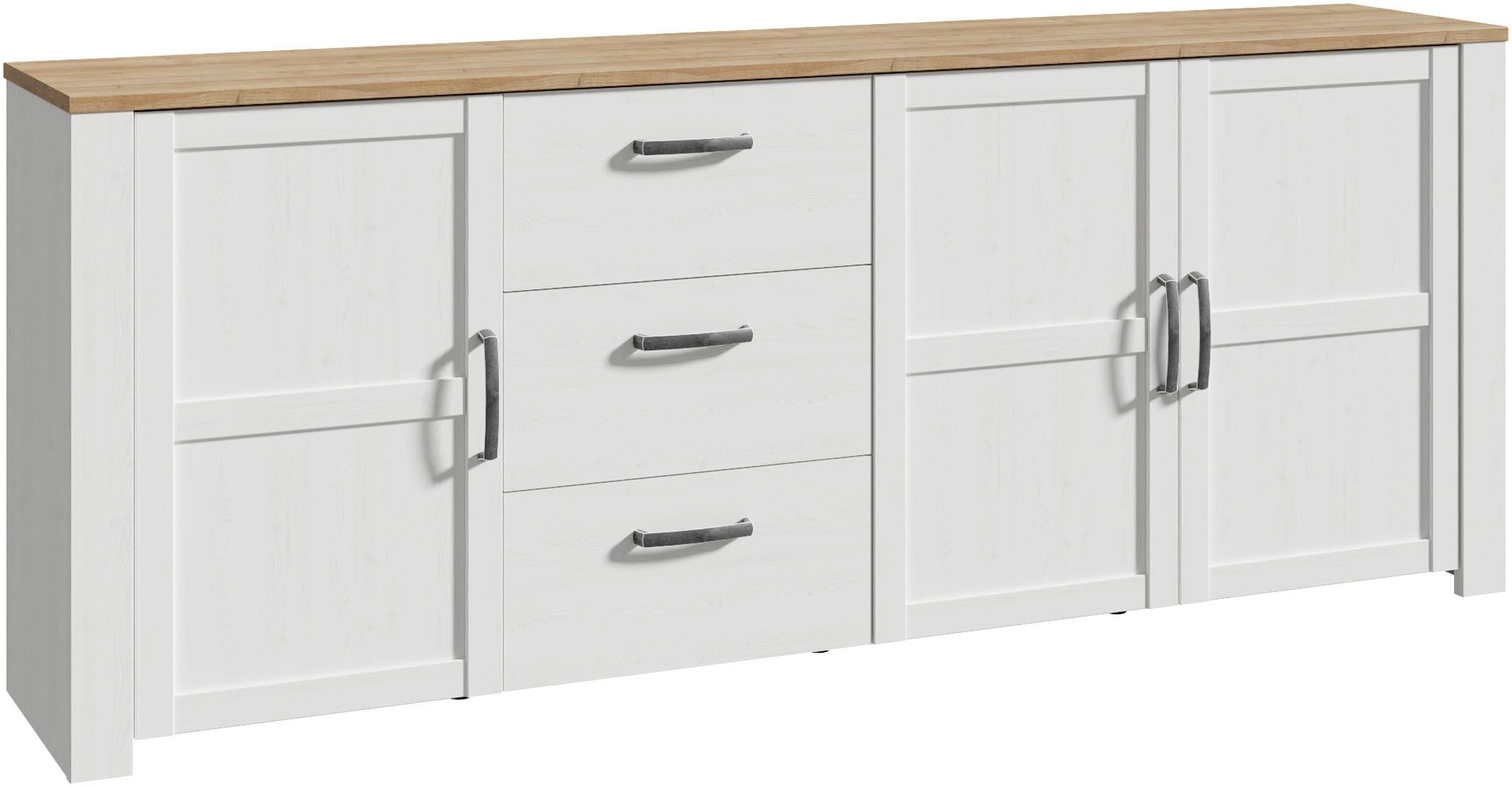 FORTE Sideboard Bohol, großes Sideboard,Breite 2,20 mtr. Soft-Close, Stauraum, B/H/T 220,8/87/42cm, 3 Türen, 3 SK