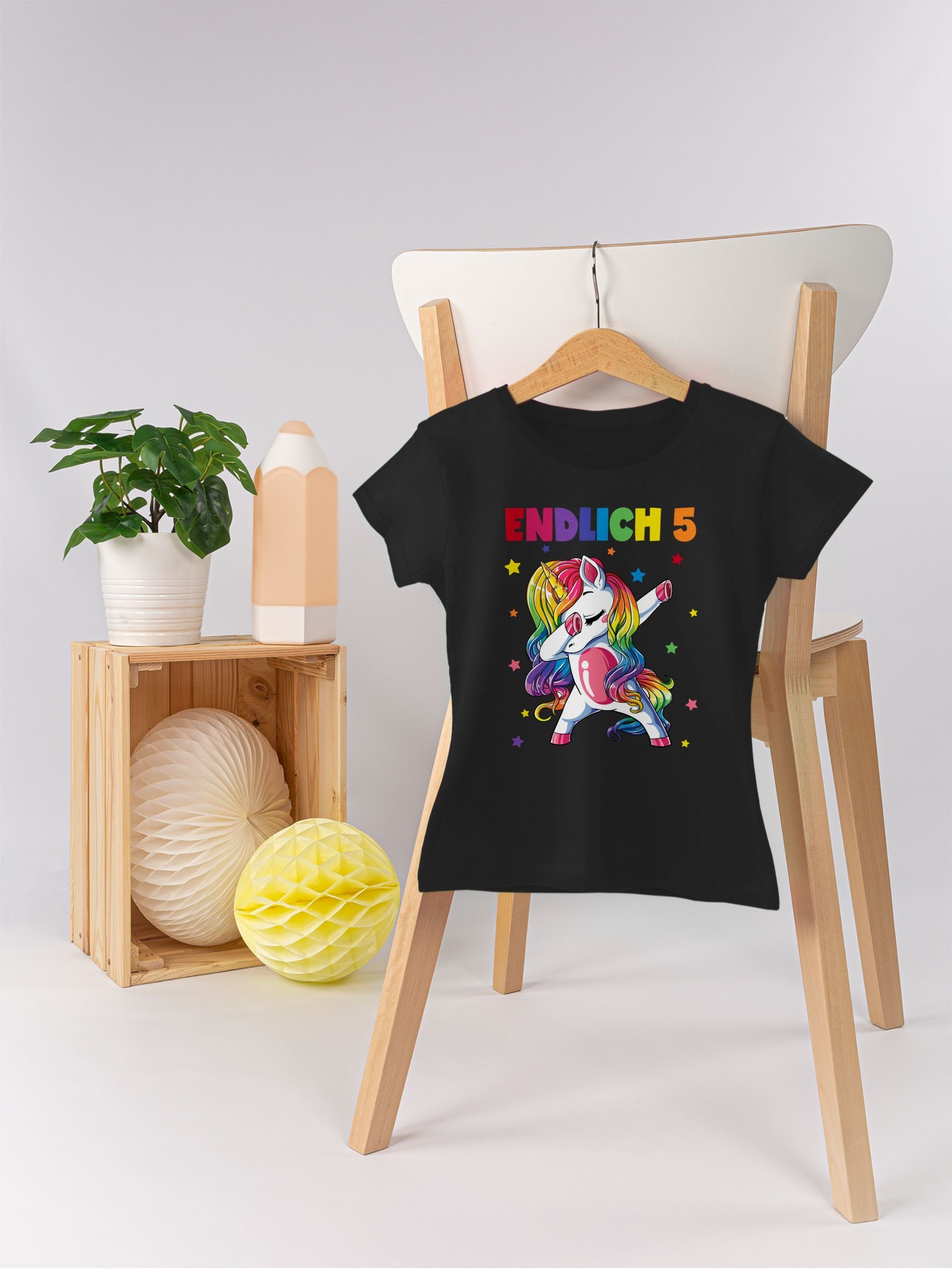 Shirtracer T-Shirt Endlich 5 Jahre - Fünf Jahre Dabbing Einhorn 5. Geburtstag