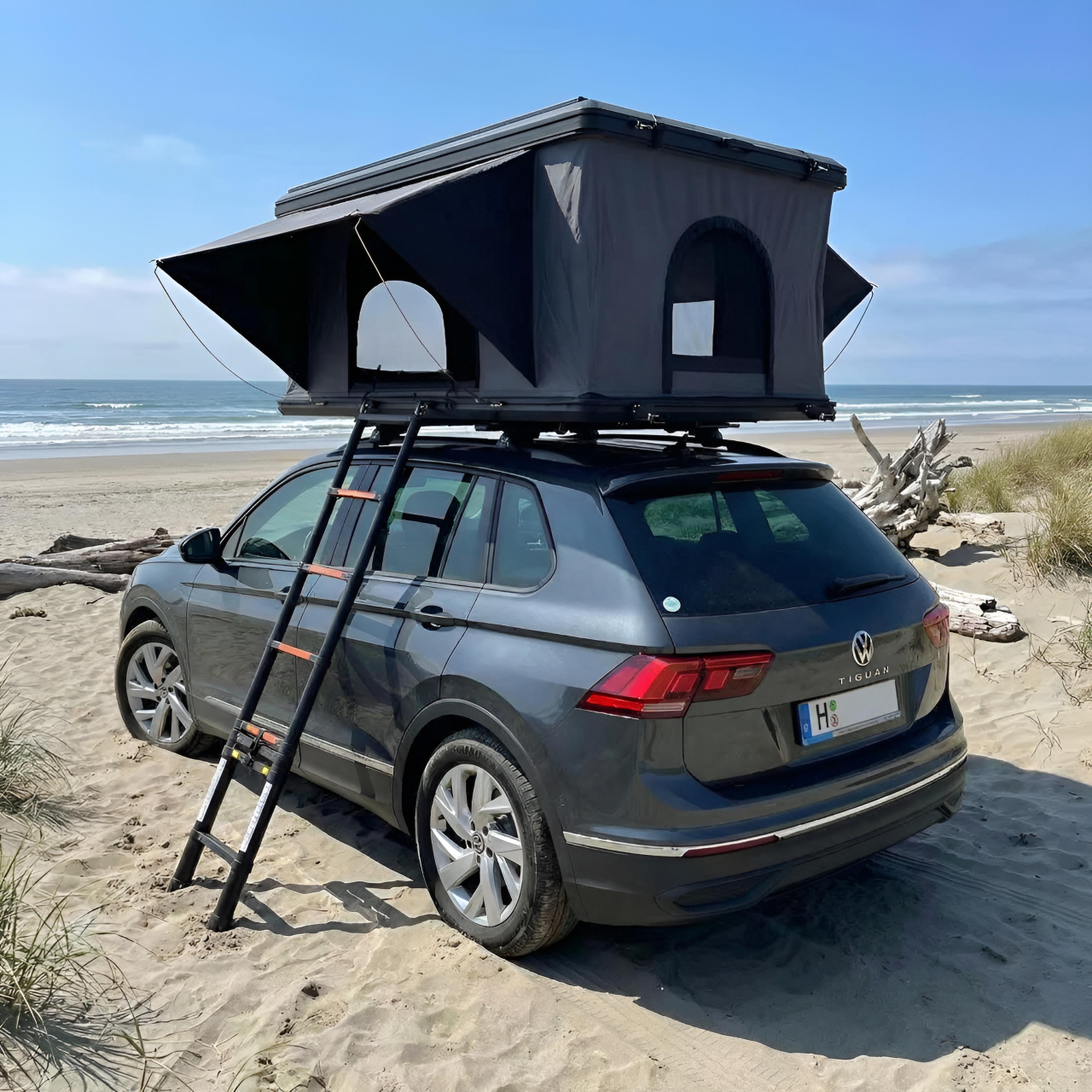 TZIpower Dachzelt Autodachzelt Auto Dach Zelt Vordach Schwarz/Grau Hardcase Aluminium, Personen: 2 (1 tlg)