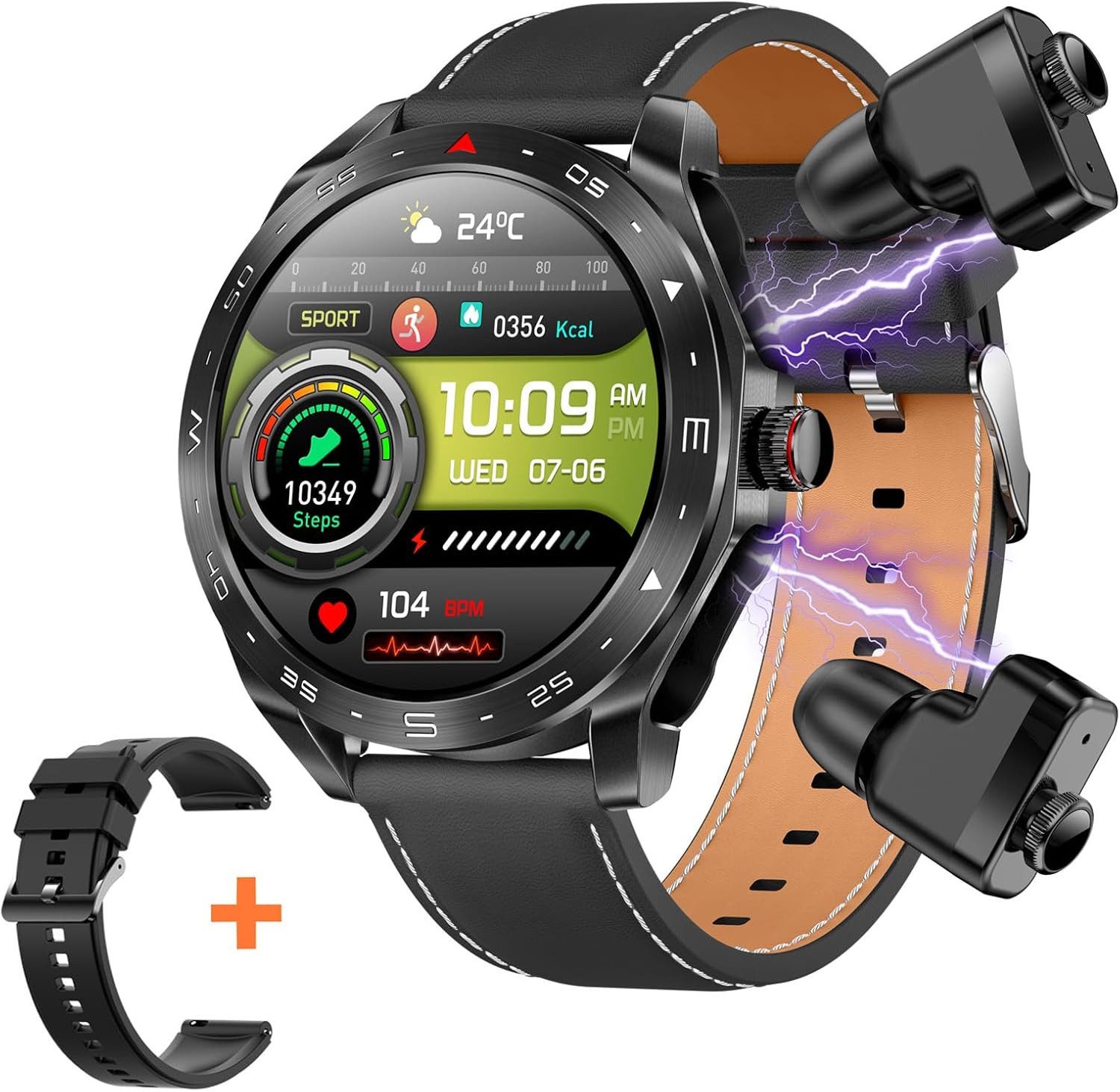 CISIYOO ZNSB Smartwatch (4,4 cm, android ios), Smartwatch mit Bluetooth Kopfhörern Musikfunktion und Sportmodus