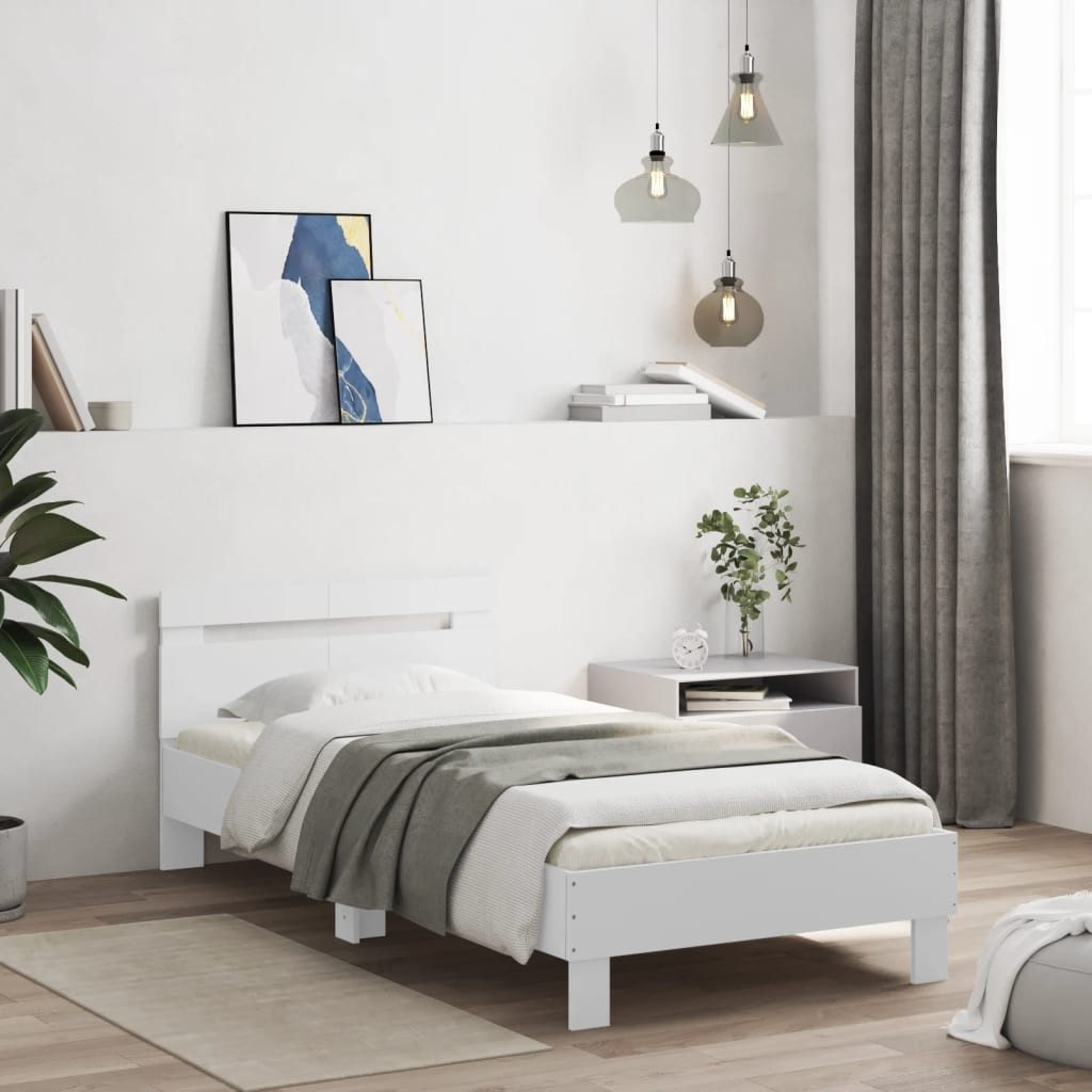furnicato Bettgestell mit Kopfteil Weiß 100x200 günstig online kaufen