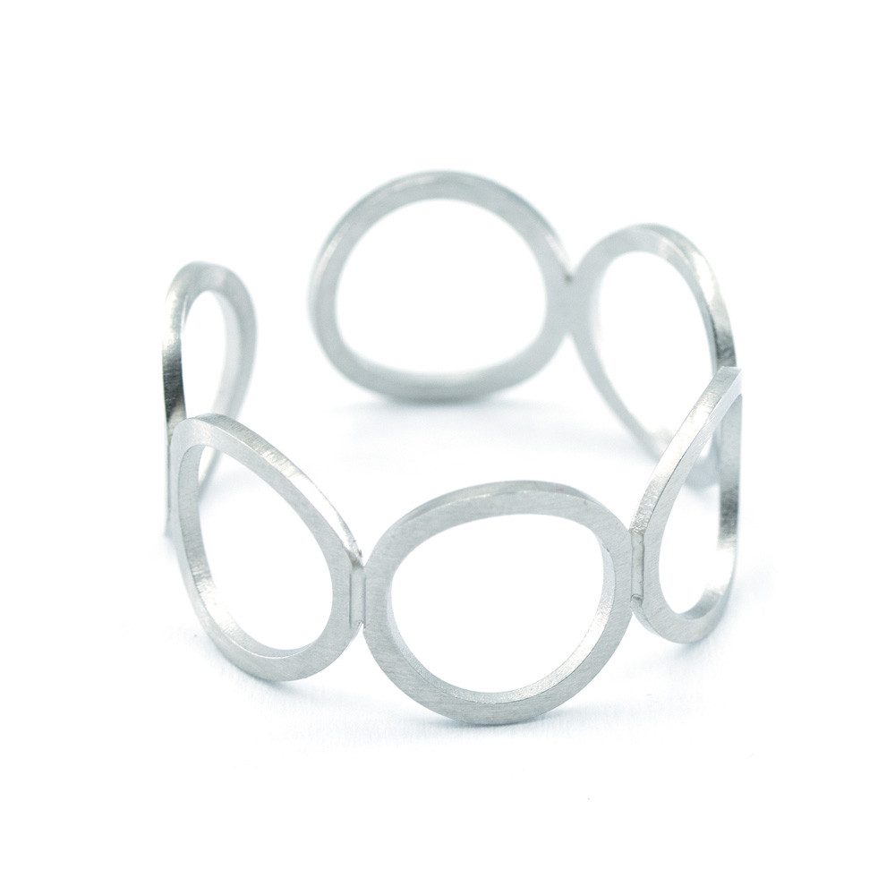 Sergio Engel Fingerring Pura Ring 36 Verstellbar aus Edelstahl mit kleinen Kreisen