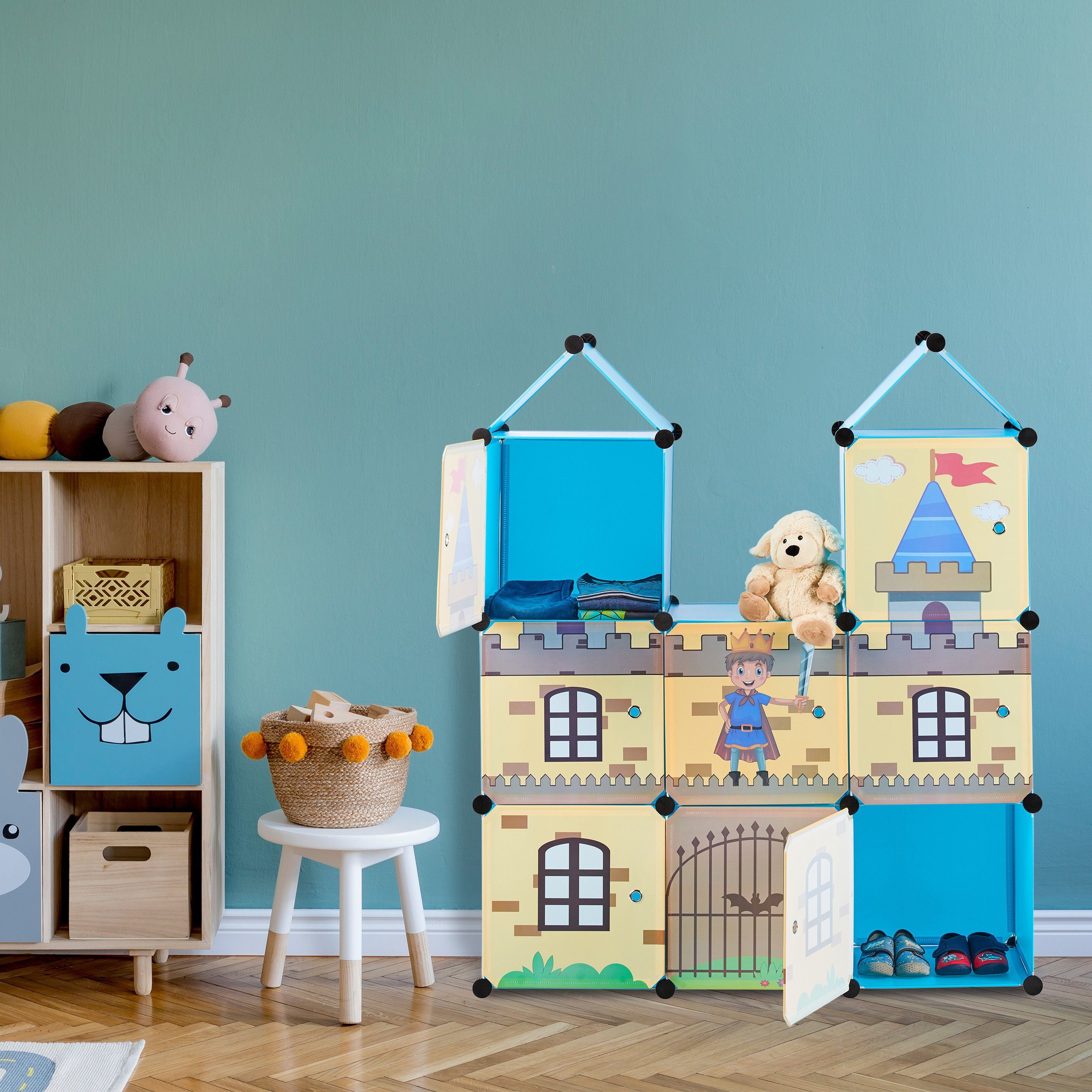 relaxdays Kinderregal Steckregal Kinderzimmer als Ritterburg günstig online kaufen