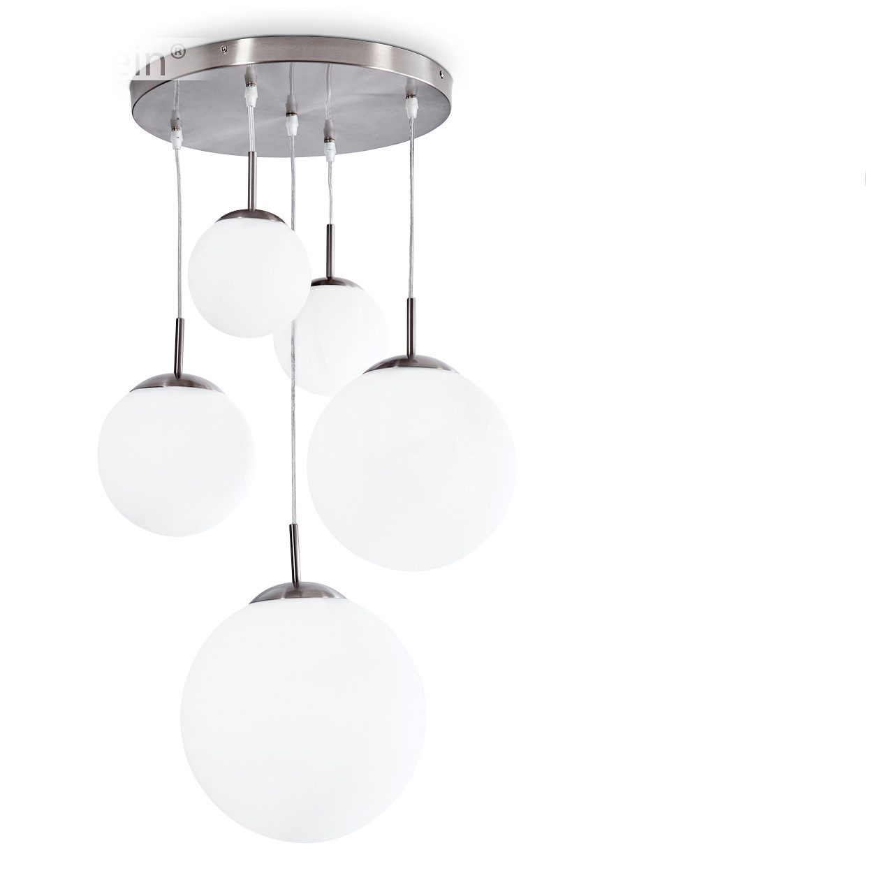 hofstein Pendelleuchte »Lorenzatico« moderne Hängelampe aus Metall/Glas in Nickel/Weiß, ohne Leuchtmittel, Hängeleuchte m. Schirmen Echtglas, E27