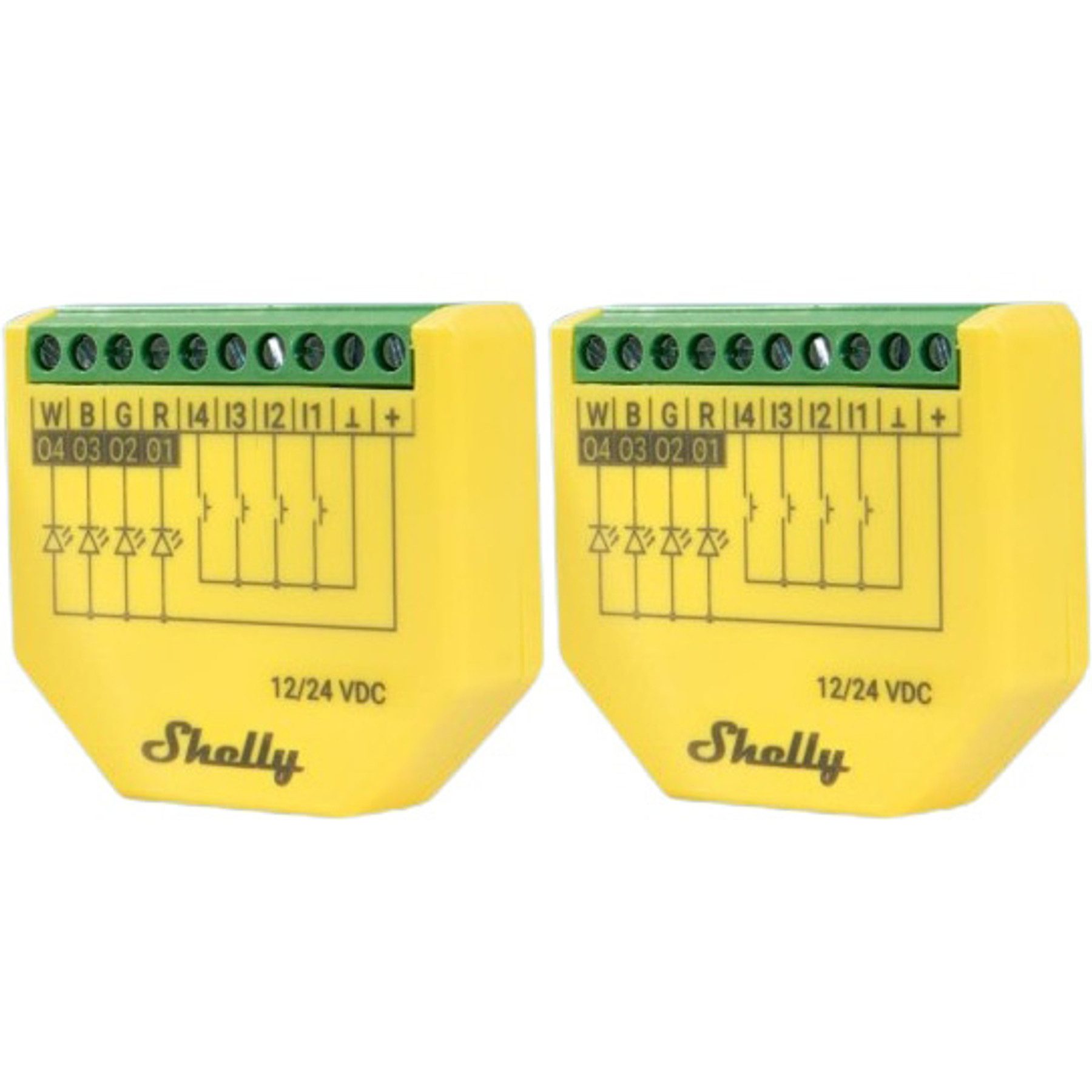 Shelly SHELLY LED-Lichtcontroller Plus RGBW, PM, BT, WLAN, Unterputz, gelb, 2 Smarter LED-Lichtstreifen