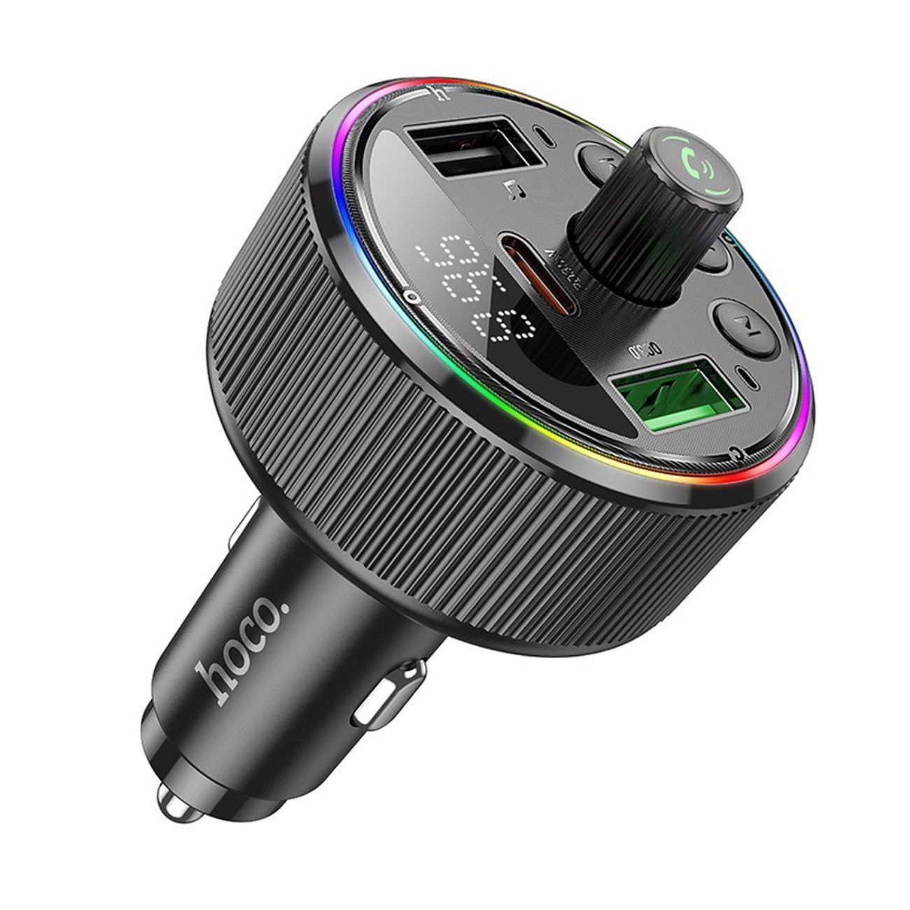 hoco. E82 KFZ-Transmitter Kfz-Stecker (12–24 V) zu USB-A, USB-C, Bluetooth-FM-Transmitter mit Schnellladefunktion (PD/QC 3.0)