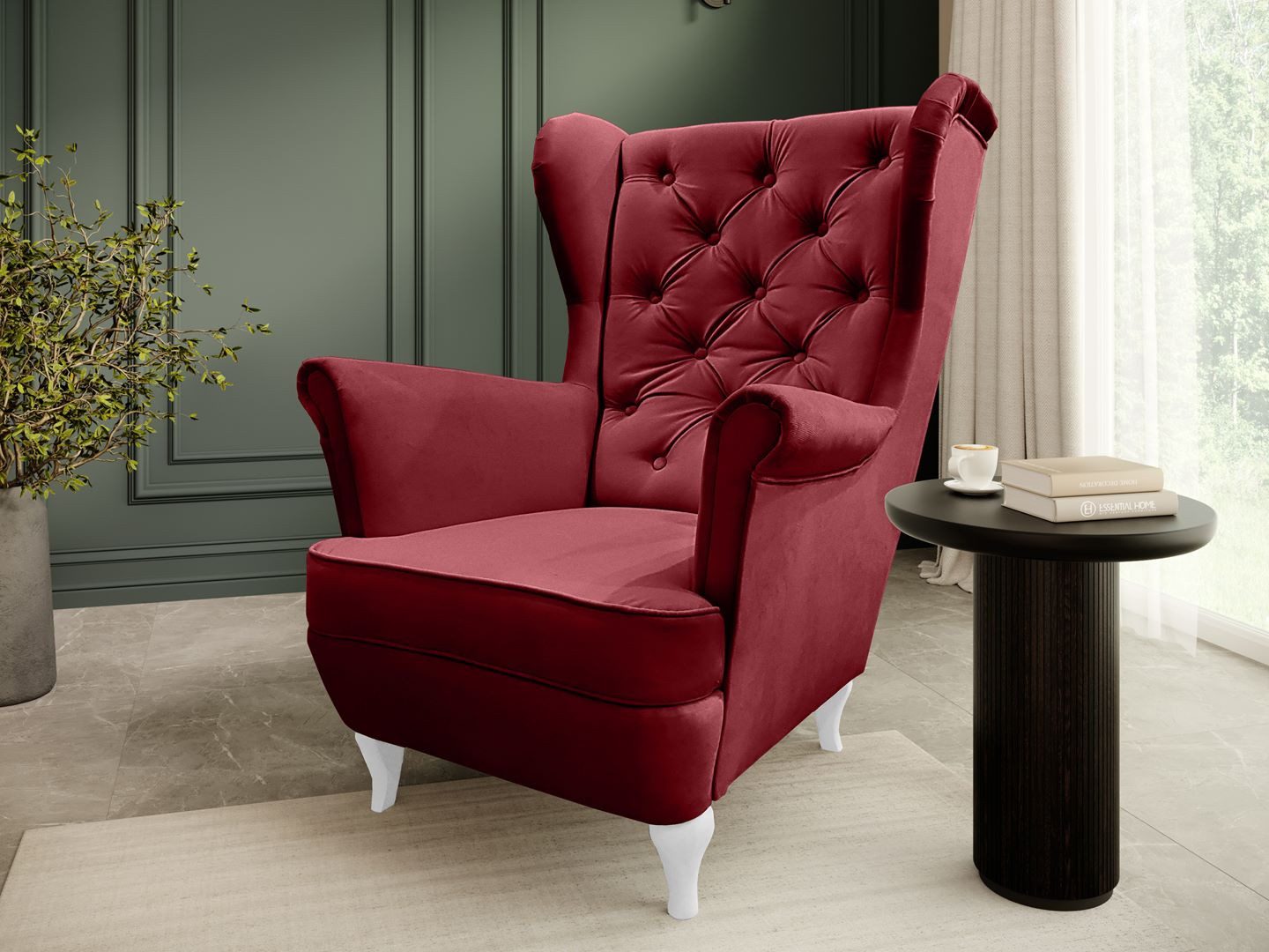 Beautysofa Ohrensessel Sessel FALCO Chesterfield Wohnzimmersessel Fernsehsessel