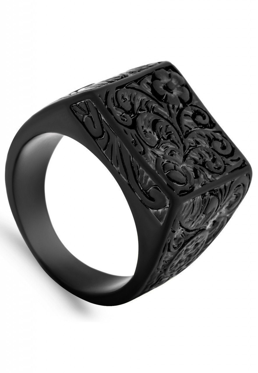 Siegelring Floral Ring Mattschwarz EU 59 - UK R - US 9
