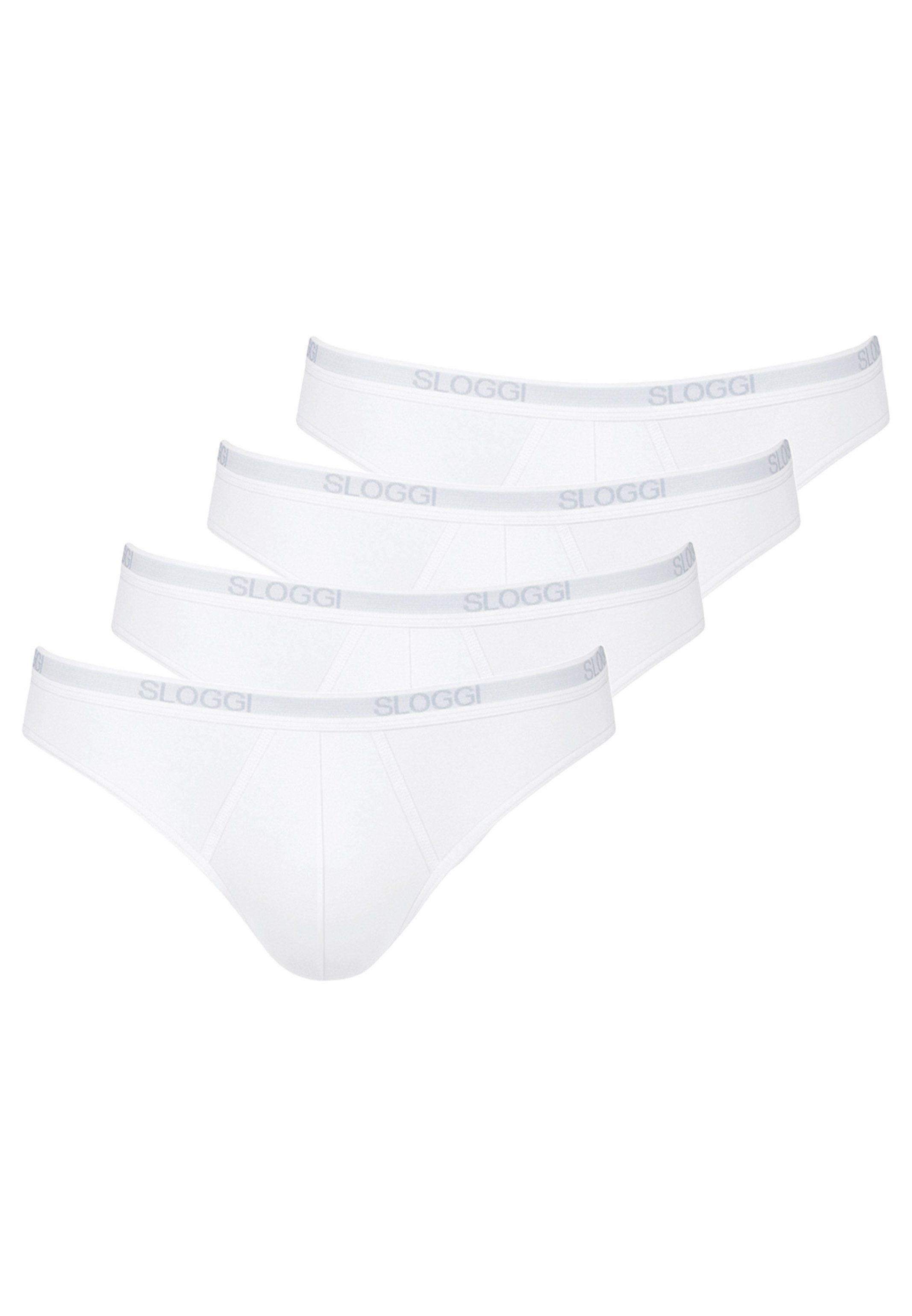 Sloggi Slip 4-St) Basic - Unterhose - Pack / Baumwolle Weiß - 4er Mini Slip Ohne (Spar-Set, Eingriff