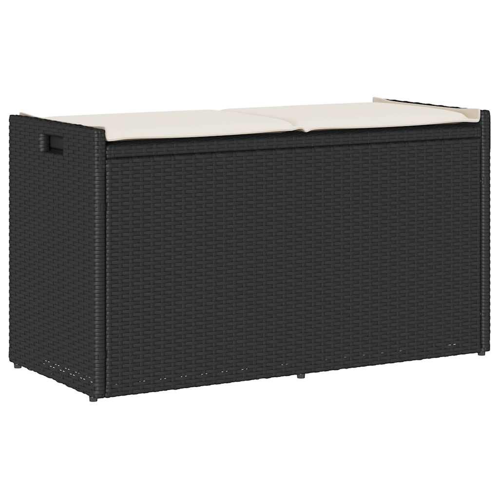 vidaXL Gartenbank Outdoor-Sitzbank mit Stauraum und Kissen Schwarz 100 cm (1-St)