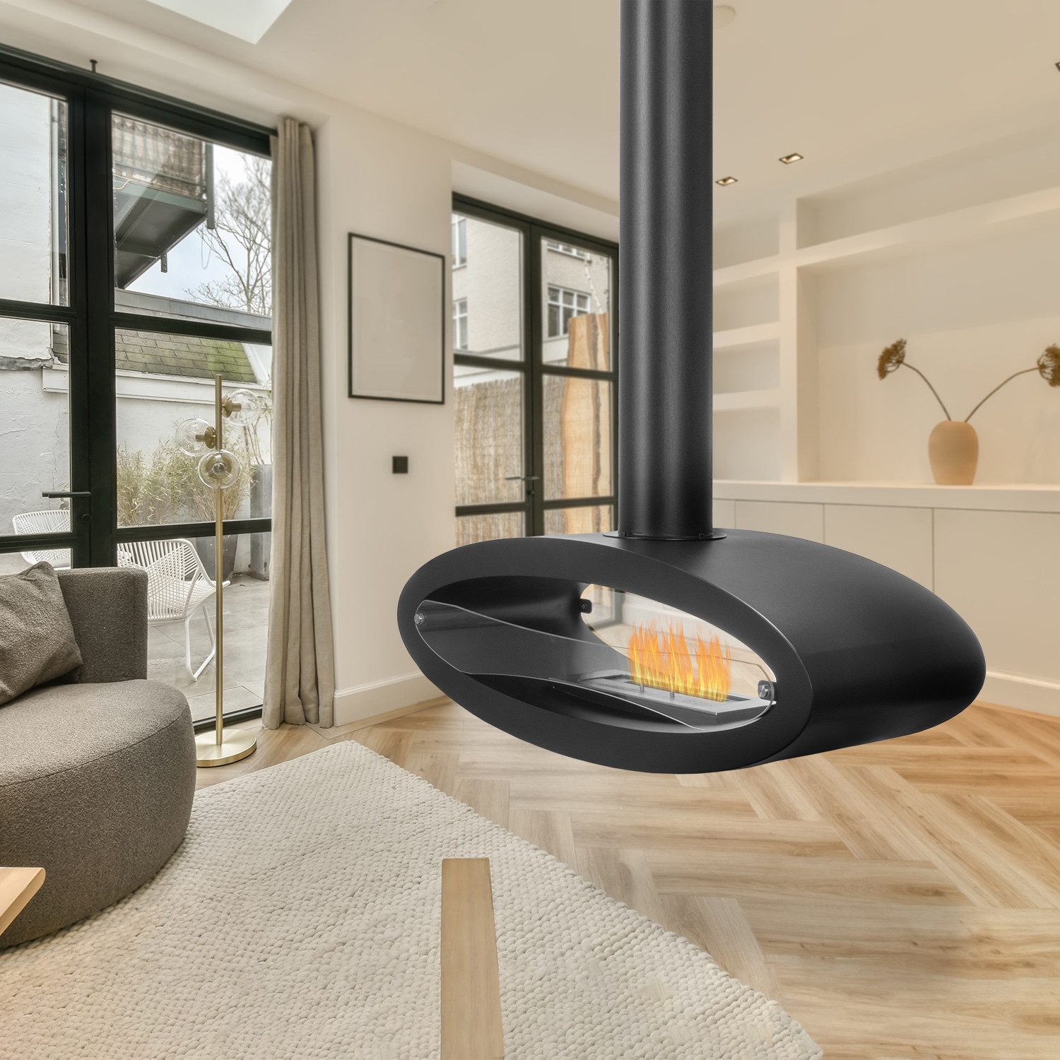 Moritz Dekokamin Deckenkamin hängend mit 2,5 Liter Brenner schwarz, Ethanol günstig online kaufen