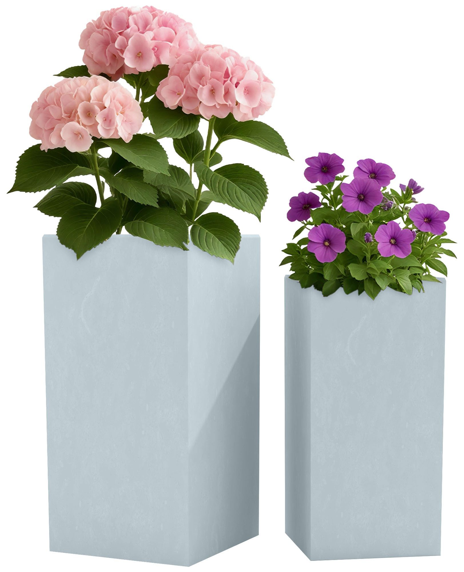 CLP Blumentopf 2er Set 3, Fiberclay in Steinoptik, wetterfest, frostsicher