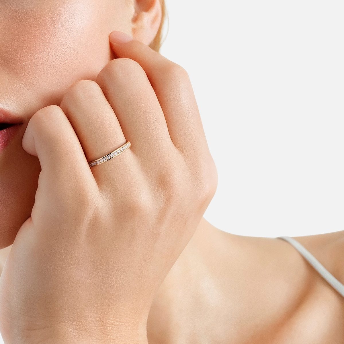Rafaela Donata Silberring gelbgold, mit Zirkonia