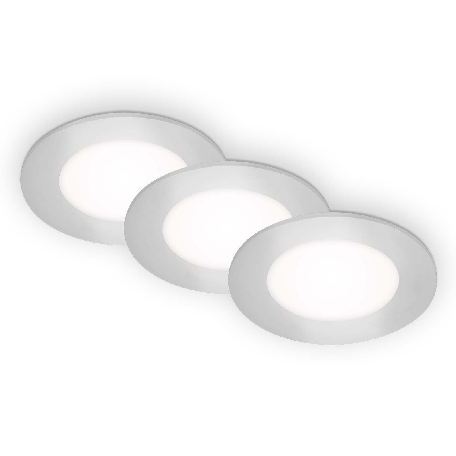 Briloner Leuchten LED chrom-matt, 7057-434, Set, 4000K, Neutralweiß  ultraflach, fest 3er Einbauleuchte verbaut, IP65, lm 3W 350 LED Neutralweiß