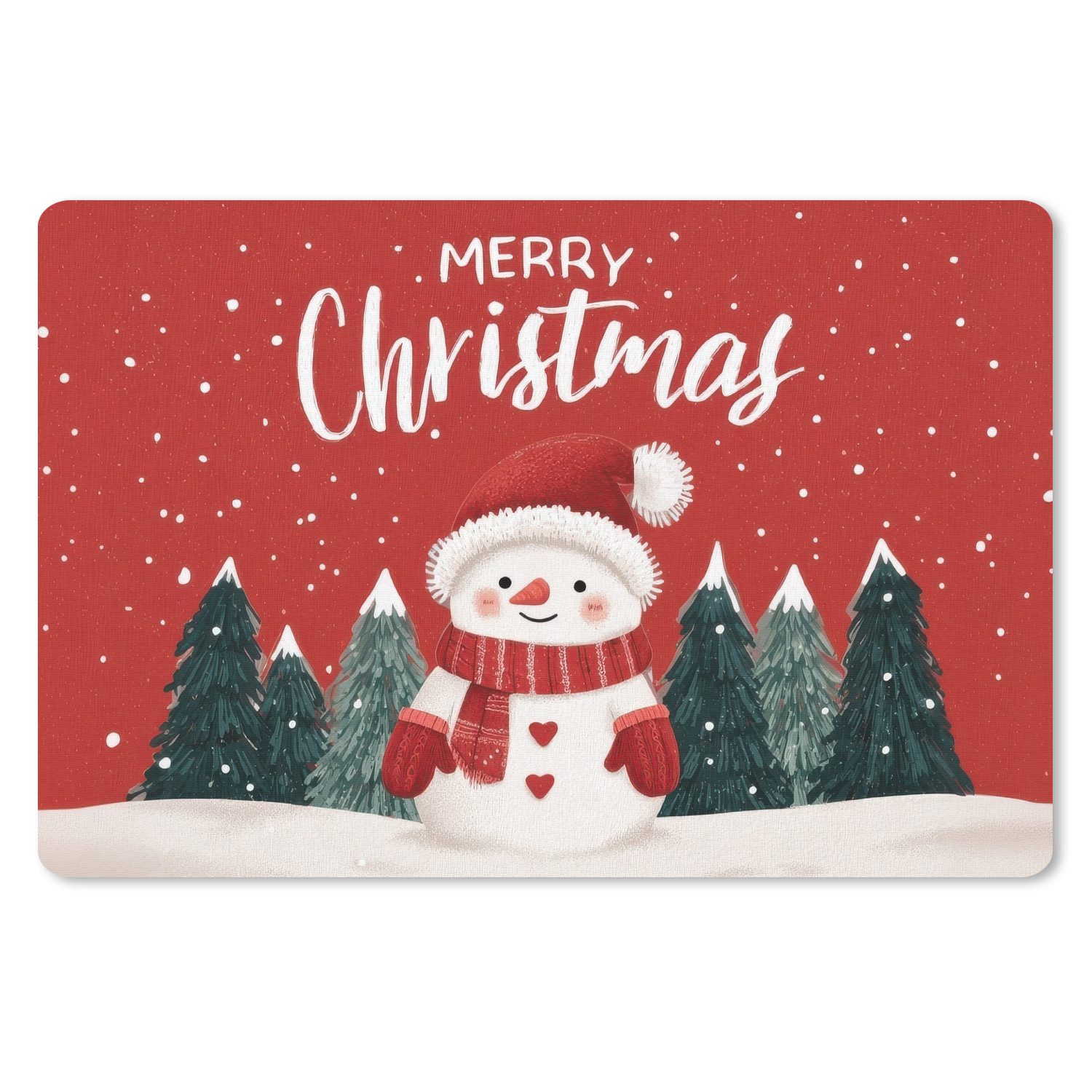 MuchoWow Mauspad Weihnachtsgruß - Schnee - Rot (1-St), Mouse pad Klein, Gaming Deko, PC Zubehör, 27x18 cm