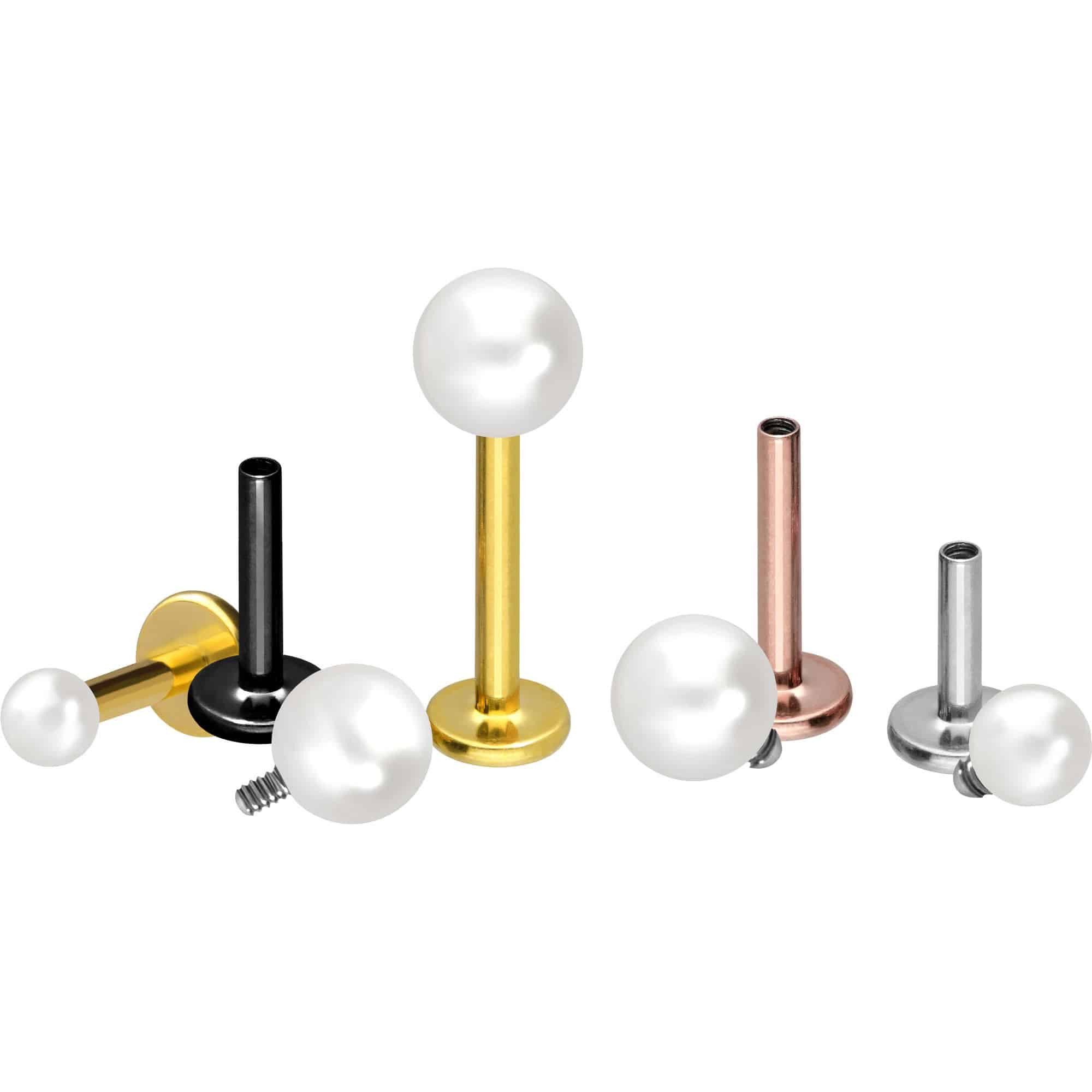 PIERCINGLINE Piercing-Set Titan Labret mit Innengewinde SYNTHETISCHE PERLE günstig online kaufen