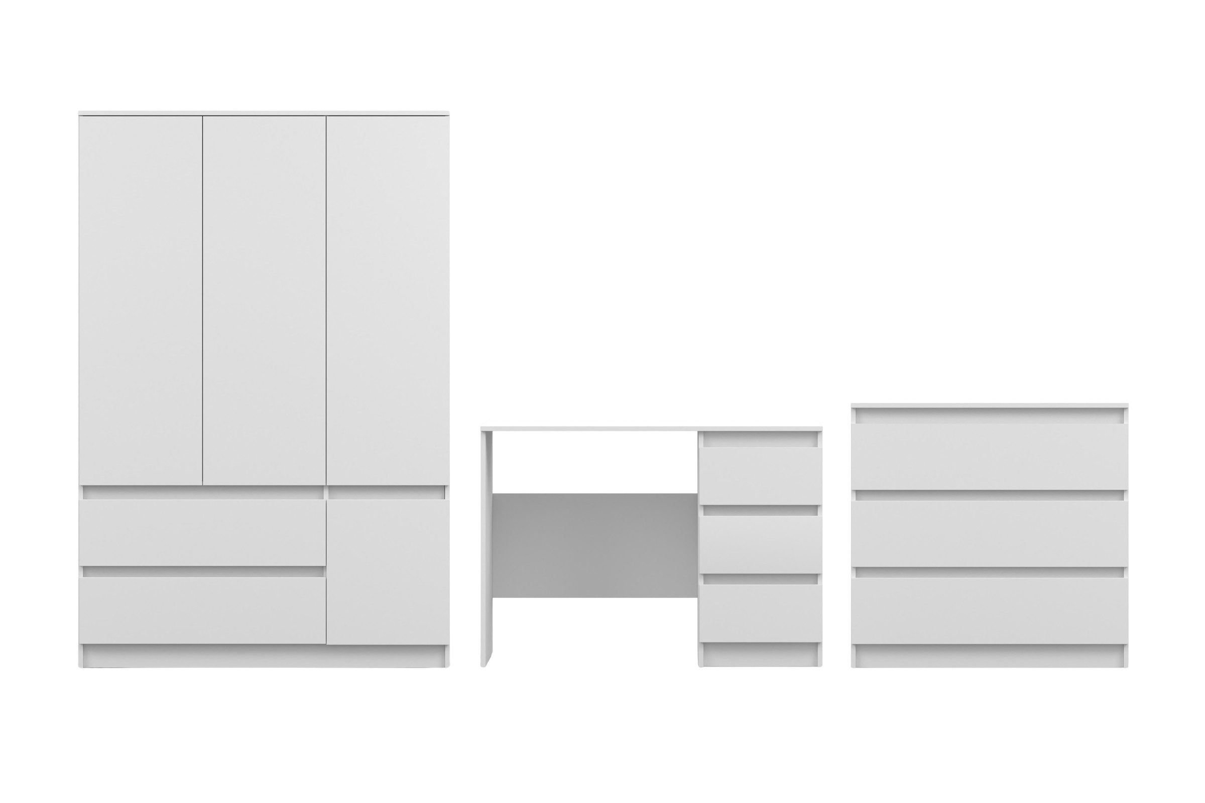 Deine Möbel 24 Jugendzimmer-Set Kinderzimmer-Set SIMO B, mit Kleiderschrank, Schreibtisch und Kommode, (Set, 3-tlg., SIMO - Kollektion), Kindermöbel - Set in Weiß oder Kaschmir