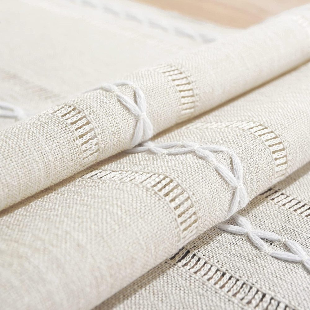 TUWENA Tischläufer Tischläufer,Landhausstil Tischdecke,Vintage Waschbar Tisch mit Fransen