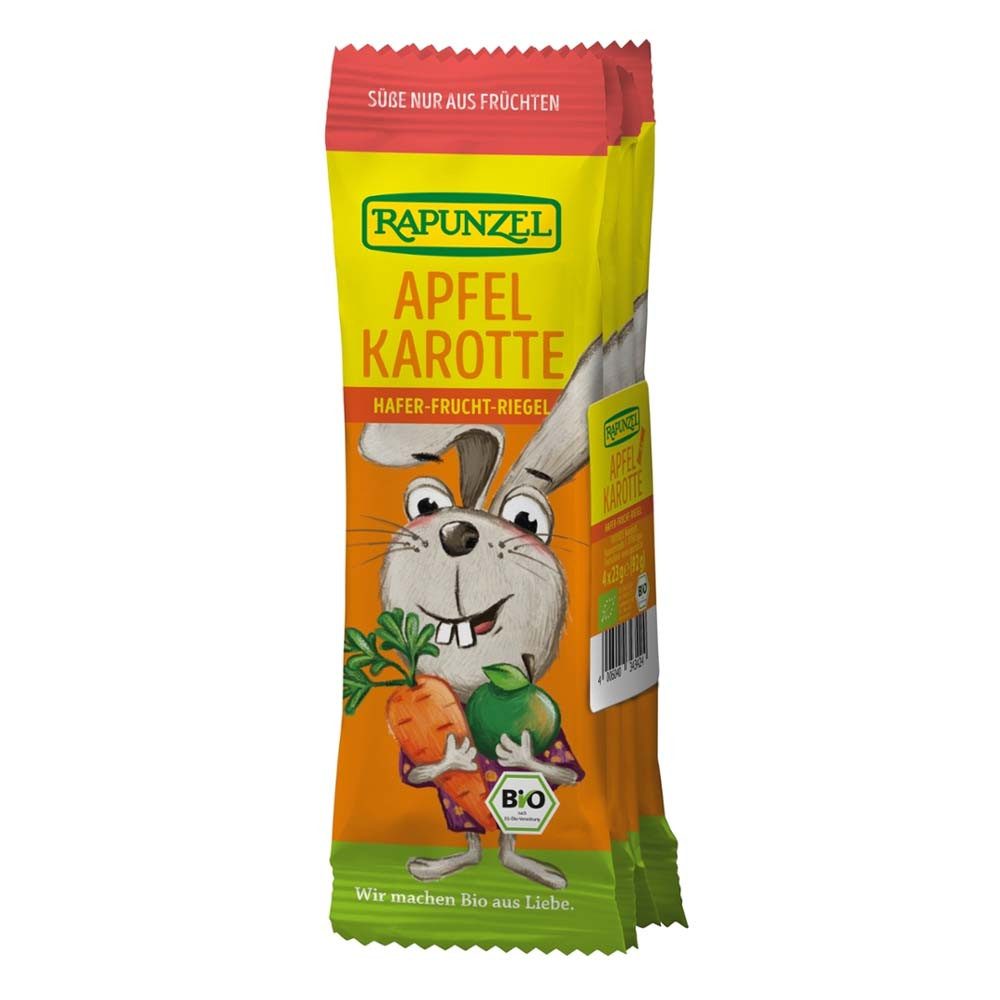 Rapunzel Riegel Kinder Hafer-Frucht-Riegel - Apfel-Karotte 4er-Pack 92g