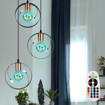 etc-shop LED Pendelleuchte, Leuchtmittel inklusive, Warmweiß, Farbwechsel, Retro Hänge Lampe Fernbedienung Kristall Pendel Leuchte dimmbar im Set