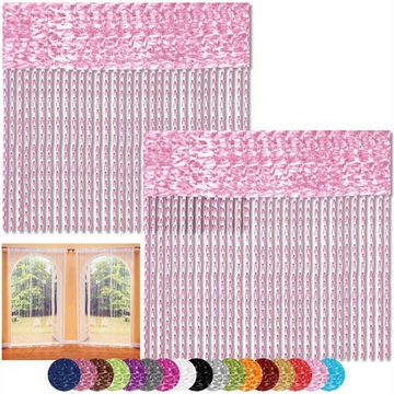 Fadenvorhang, Bestlivings, Stangendurchzug (2 St), halbtransparent, Fadengardinen mit Stangendurchzug, Vorhang in vers. Farben und Größen