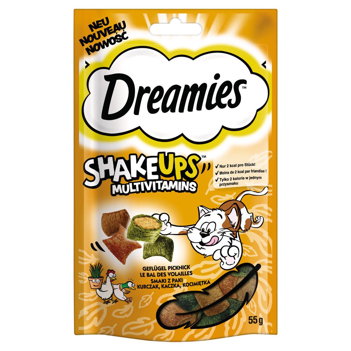 Dreamies ShakeUps Multivitamins Geflügel 55 g - 6 Stück, Snack für: Katze