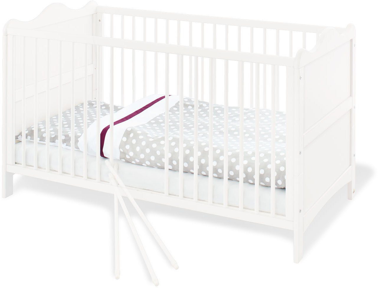 Pinolino® Babybett Florentina, Made in Europe, Liegehöhe 3-fach verstellbar, mit Schlupfsprossen