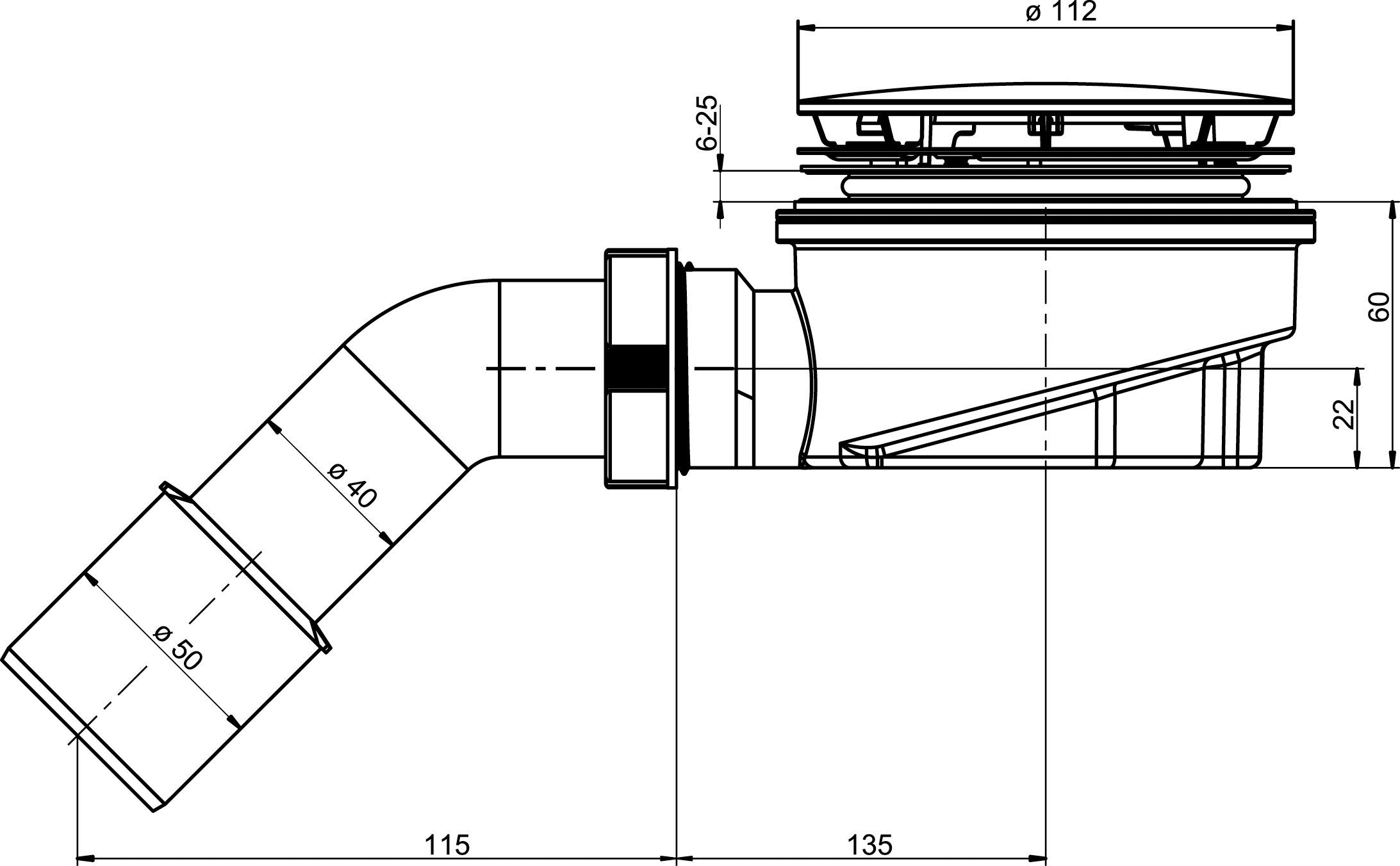 OTTOFOND Duschablauf Tasso SF60, Ablauf Ablauf waagerecht DN 50, Ablauf waagerecht DN 40, [1 1/2", 1-tlg., für Duschwannen, chromfarben