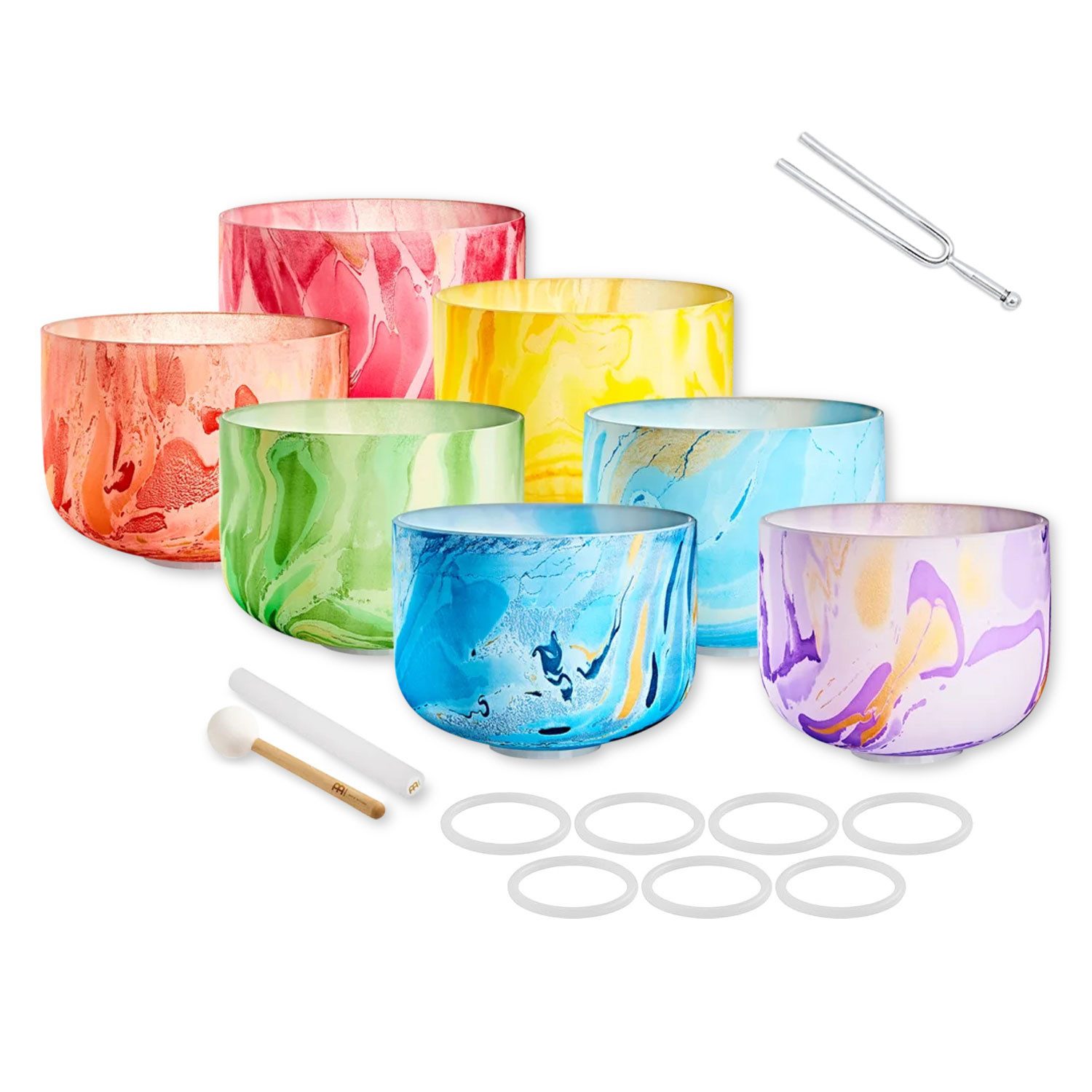Meinl Sonic Energy Klangschalen Meinl Sonic Energy Klangschalen Chakra-Set farbig mit Stimmgabel, 1-St., Klangschalen Chakra-Set, Vorteils-Set mit Stimmgabel
