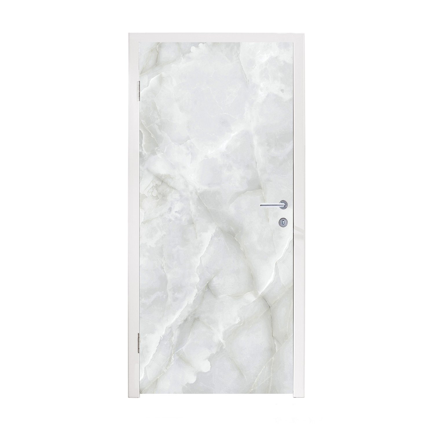 MuchoWow Türtapete Marmor - Weiß - Muster - Stein - Marmoroptik, Matt, bedruckt, (1 St), Fototapete für Tür, Türaufkleber, 75x205 cm