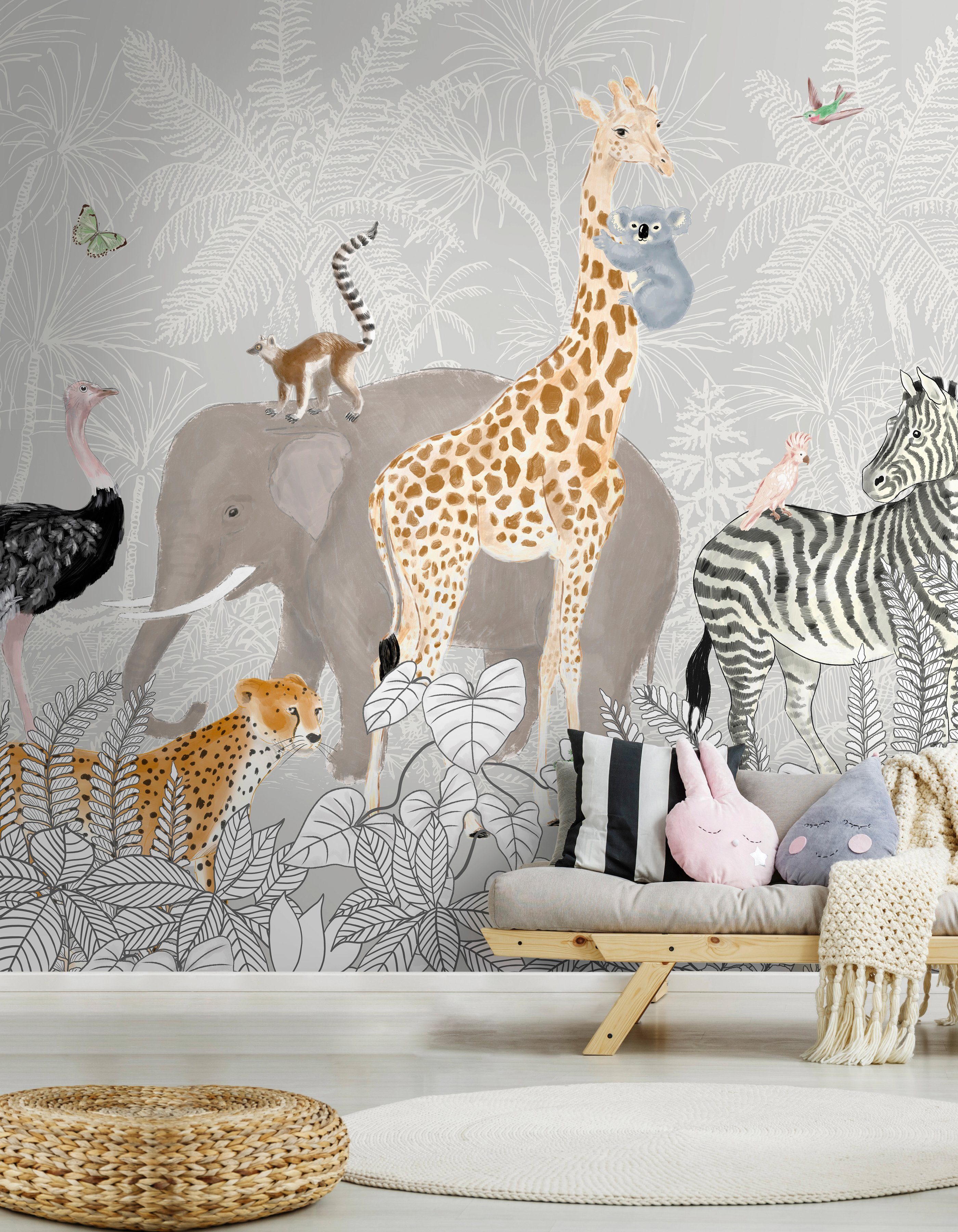 Superfresco Easy Fototapete Dschungel, animal print, (1 St), Mehrfarbig - 280cmx300cm