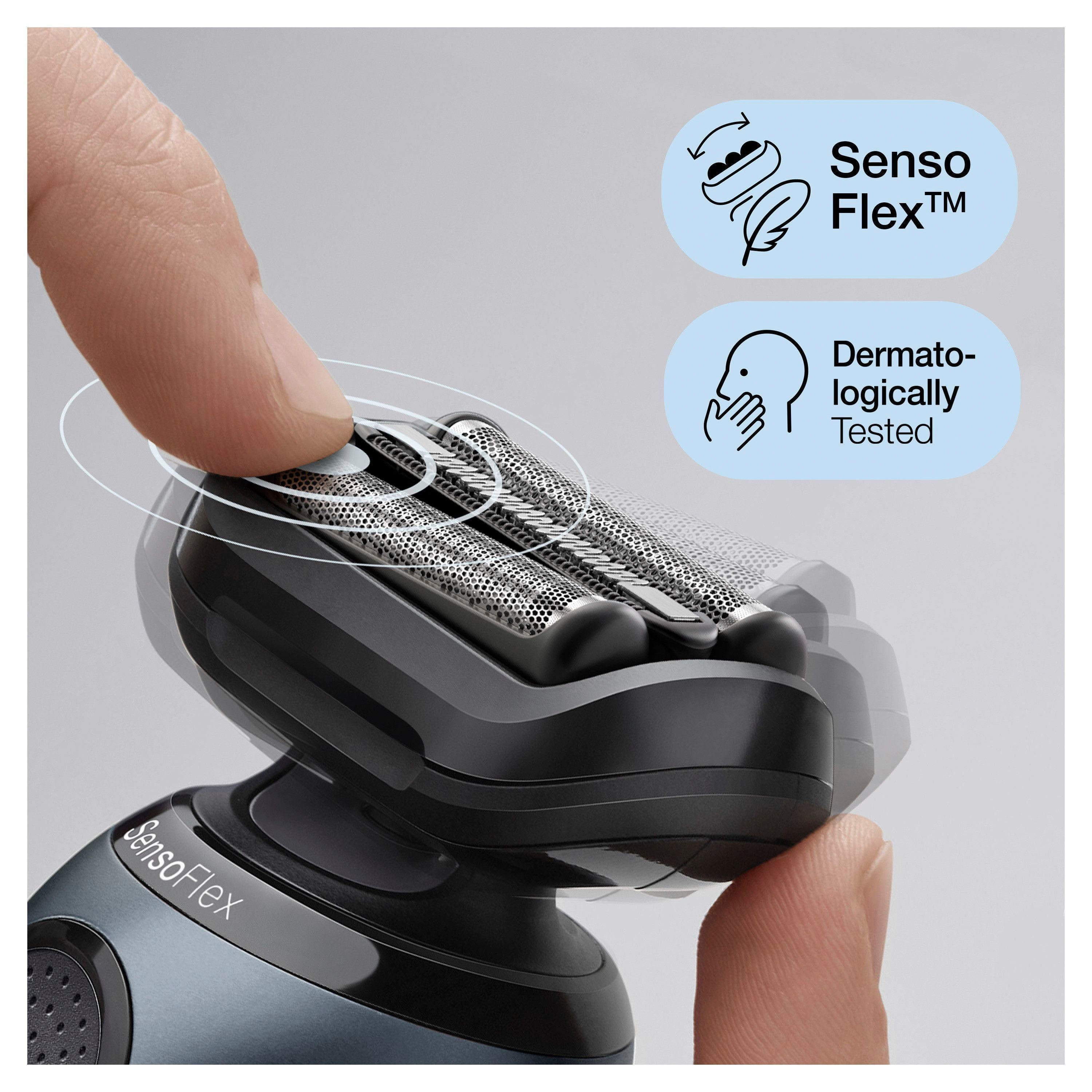 und für SensoFlex, Barttrimmer-Aufsatz mm von Elektrorasierer Aufsätze: bis Präzisionstrimmer, 7 Bärte Wet&Dry, Ladestation SmartClick- Inklusive 6 Braun 61-N4500cs, 0,5 mm 2,